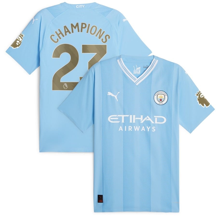 Manchester City 2022/23 English Premier League Champions Jersey – Sky Blue