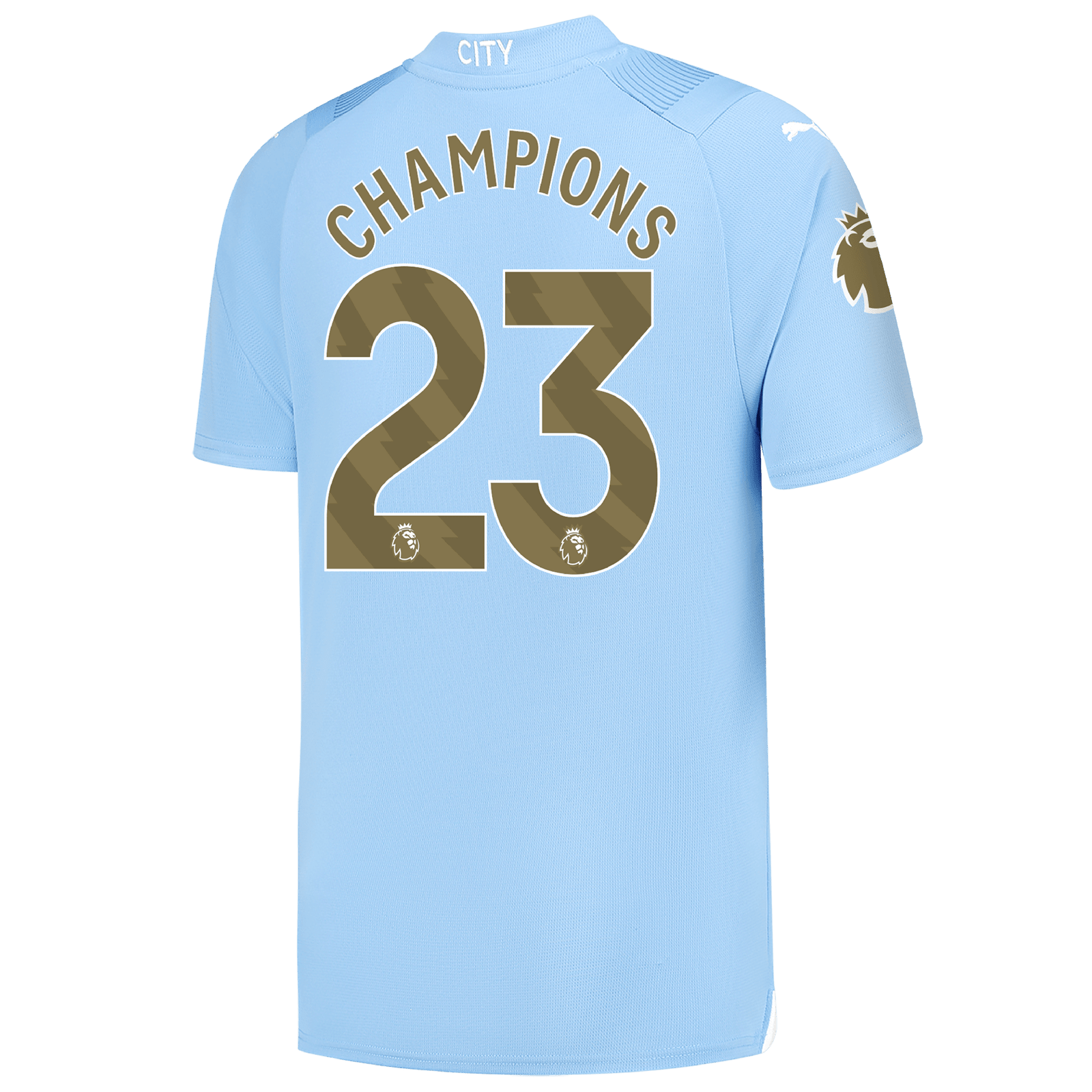 Manchester City Home Jersey 2023/24 With 22/23 CHAMPIONS Printing – Light Blue