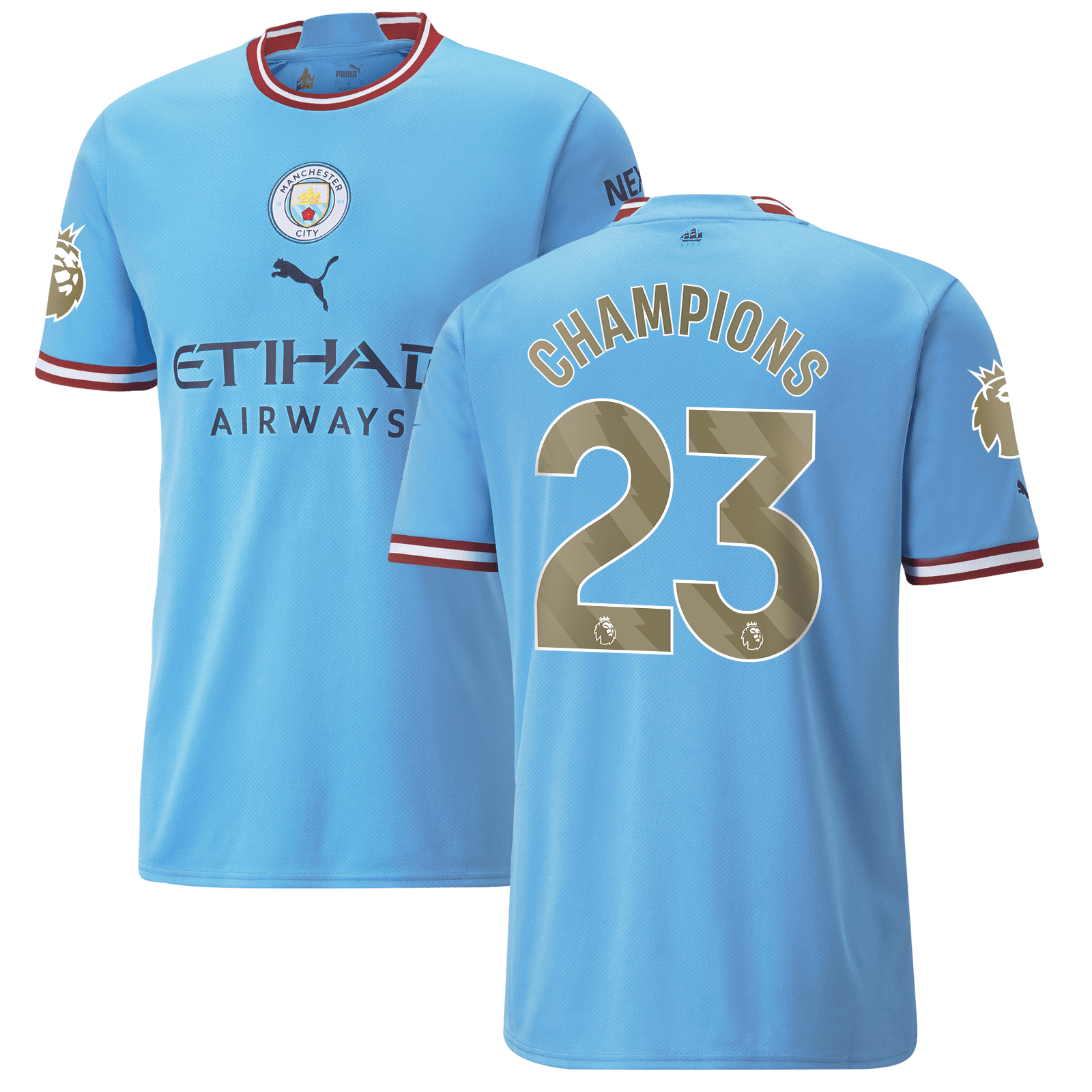 Manchester City Premier League Patch Men 2022/23 Home Jersey – Sky Blue