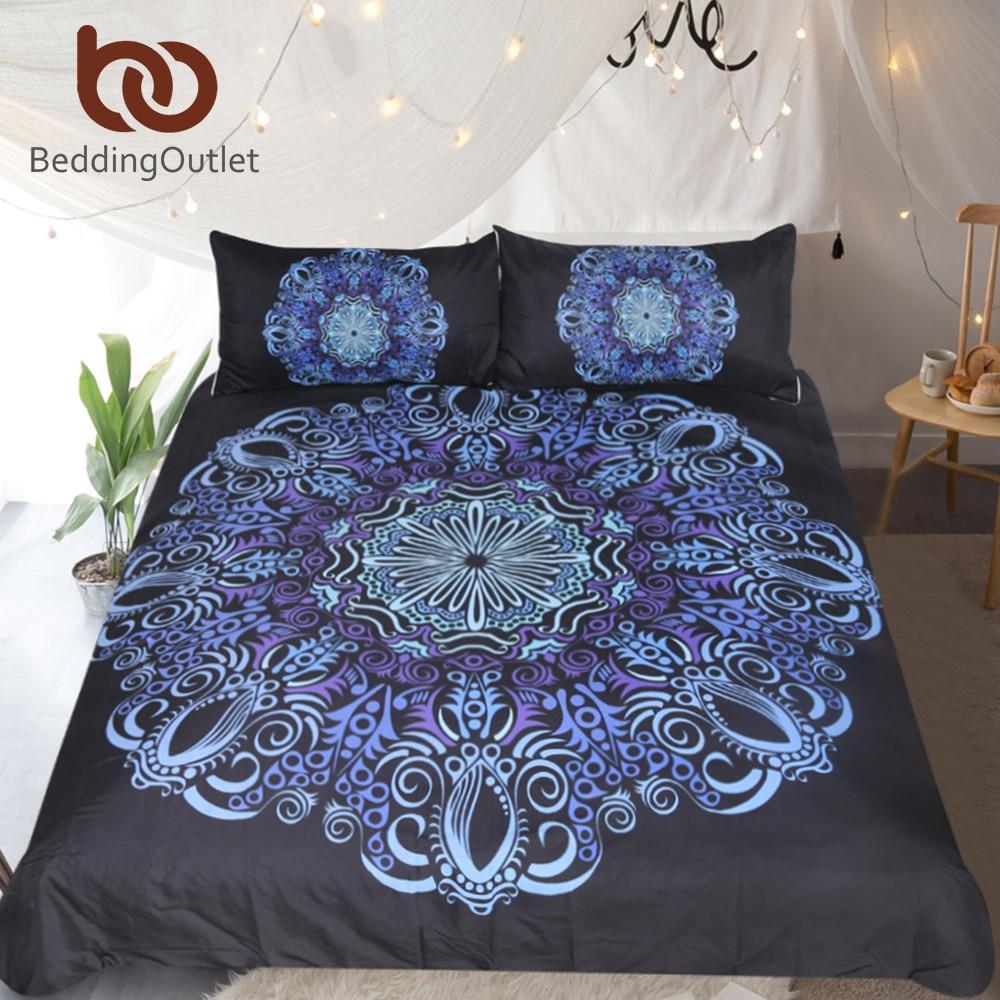 Mandala Blue And Purple Flower Bohemian 3D Customized Duvet Cover Bedding Set