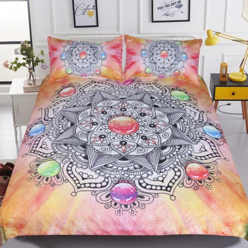 Mandala With Crystal Gemstones Art Hop 3D Customized Duvet Cover Bedding Set