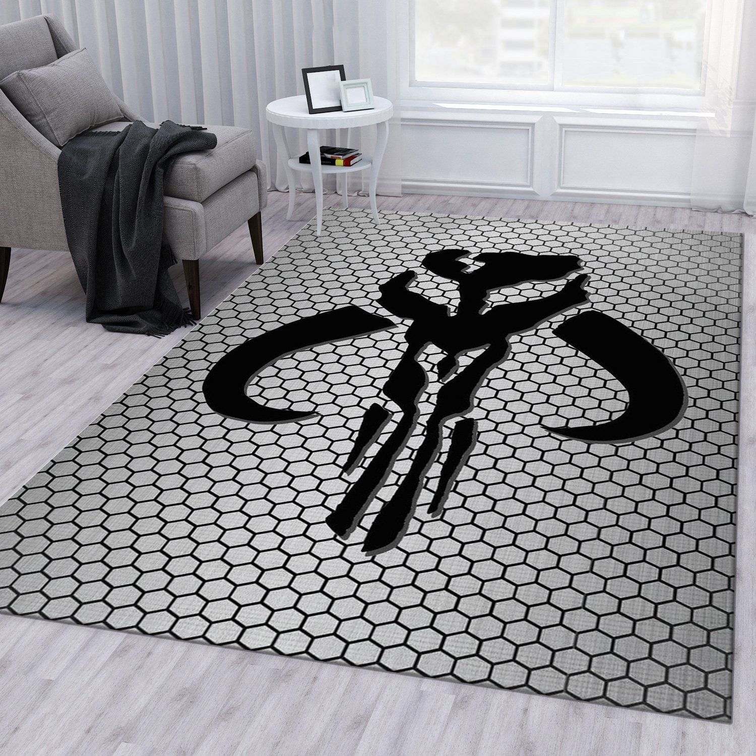 Mandalorian Logo Rectangle Rug – Custom Size And Printing
