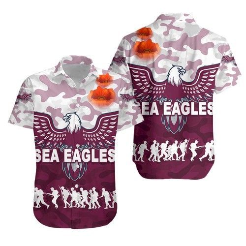 Manly Warringah Hawaiian Shirt Sea Eagles Anzac Day Camouflage