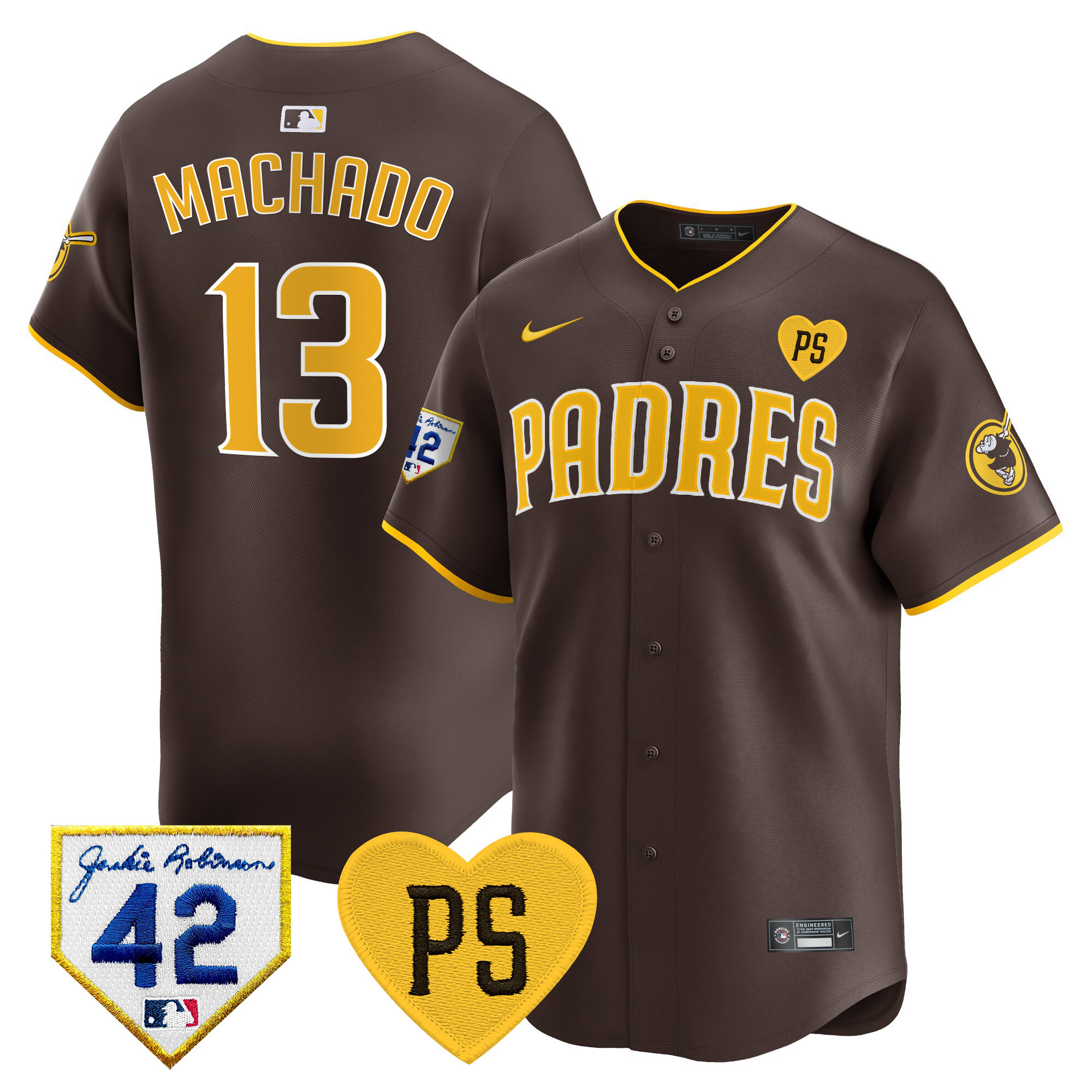 Manny Machado Men's San Diego Padres 2024 "For Peter" & Robinson Patch Vapor Premier Limited Brown Jersey - All Stitched