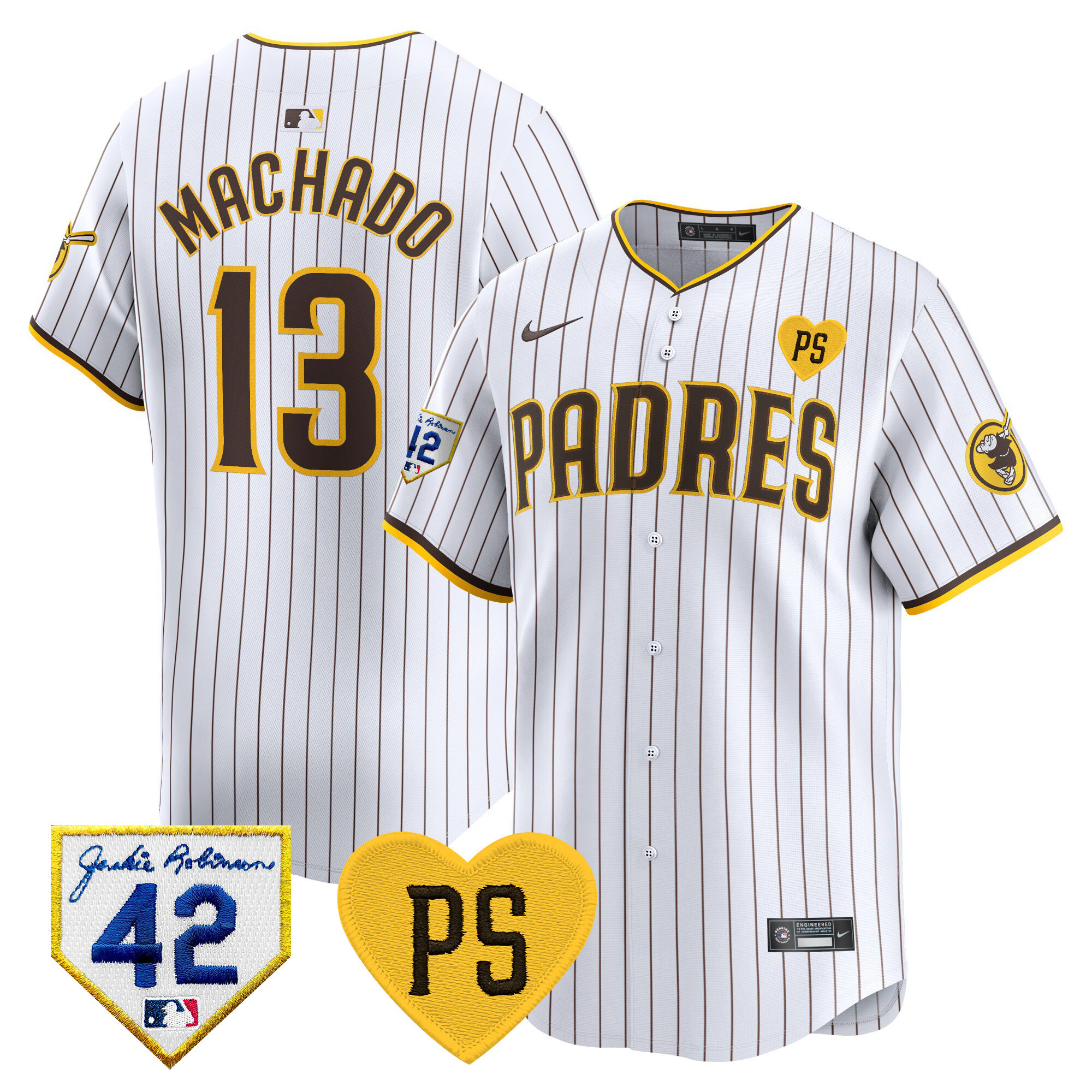 Manny Machado Men's San Diego Padres 2024 "For Peter" & Robinson Patch Vapor Premier Limited White Jersey - All Stitched