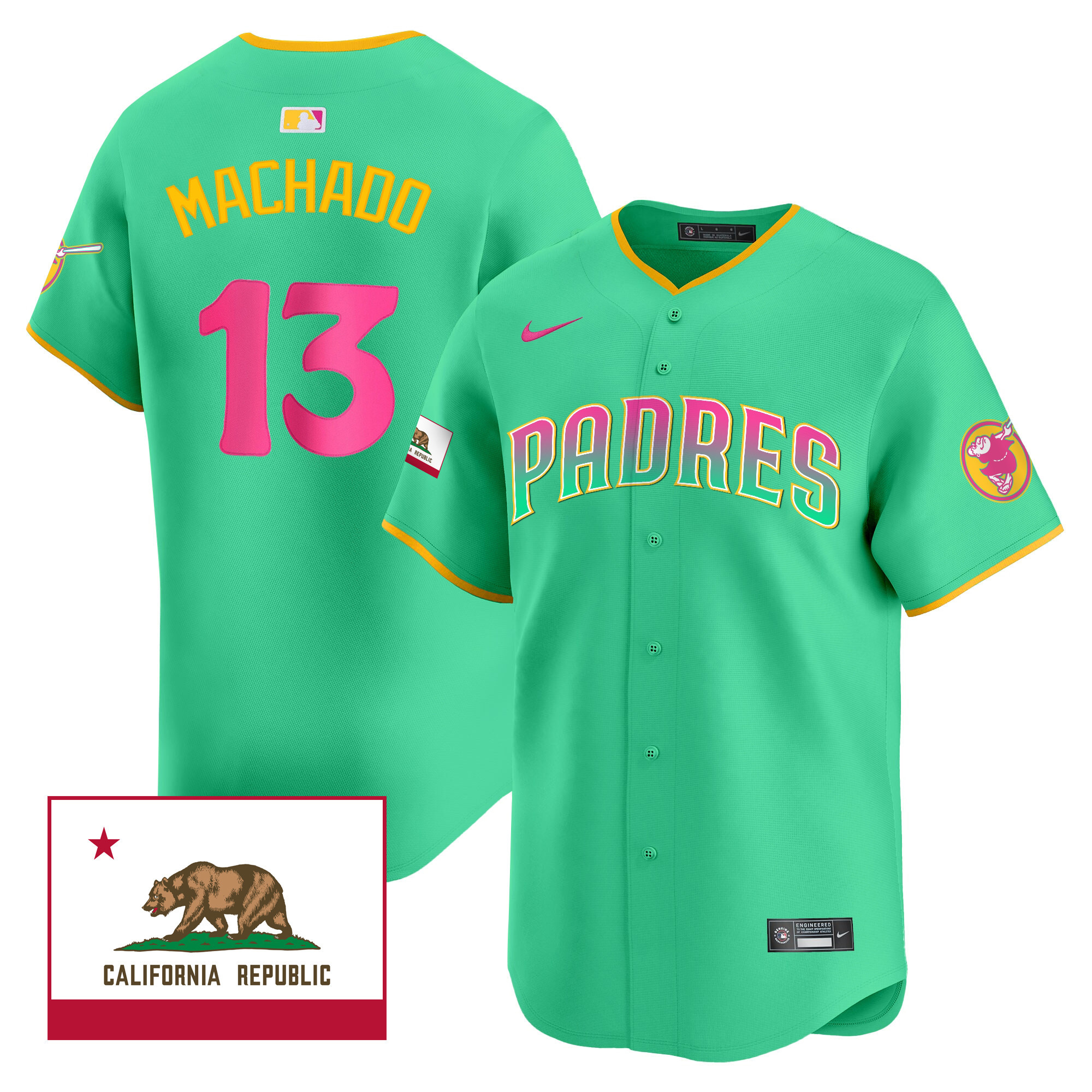 Manny Machado Men's San Diego Padres 2024 San Diego City Style Vapor Premier Limited V2 Aqua Jersey - All Stitched
