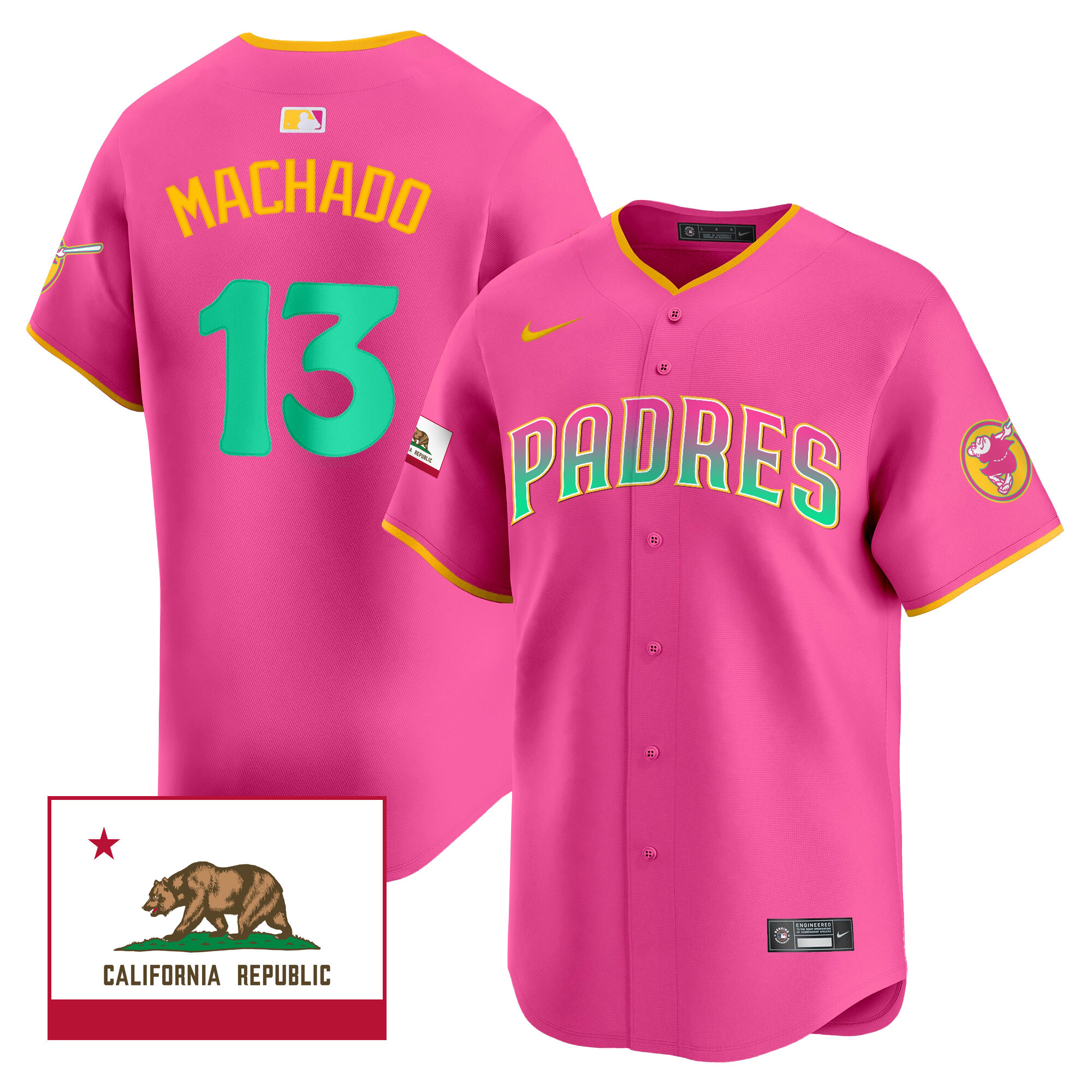 Manny Machado Men's San Diego Padres 2024 San Diego City Style Vapor Premier Limited V2 Pink Jersey - All Stitched