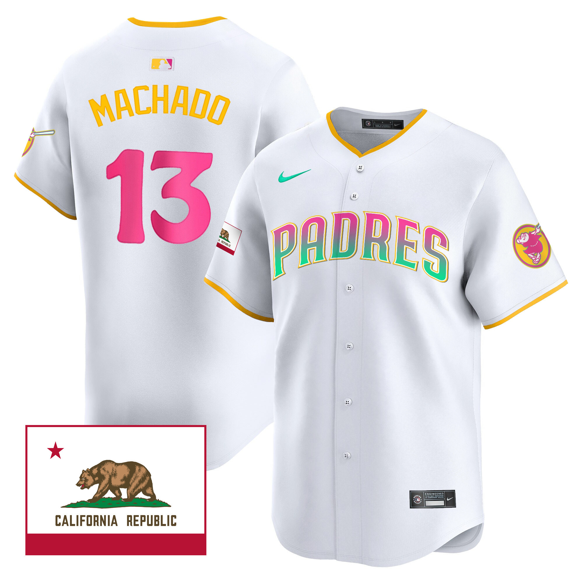 Manny Machado Men's San Diego Padres 2024 San Diego City Style Vapor Premier Limited V2 White Jersey - All Stitched