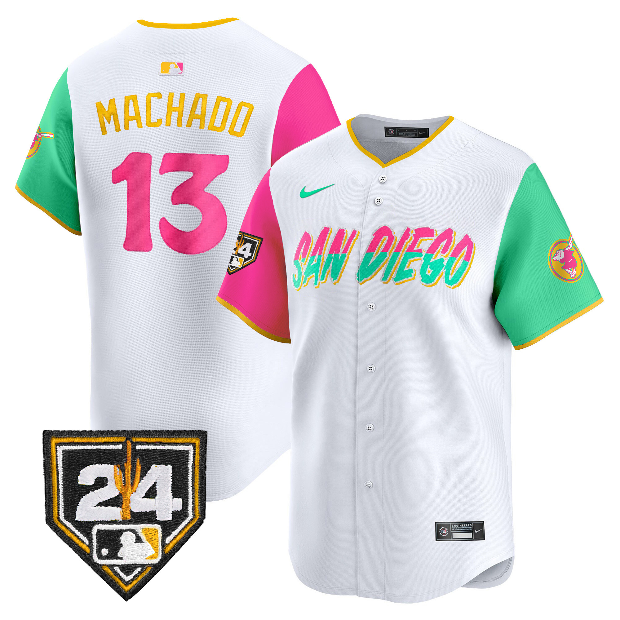 Manny Machado Men's San Diego Padres 2024 Spring Training Patch Vapor Premier Limited City Connect Jersey - All Stitched