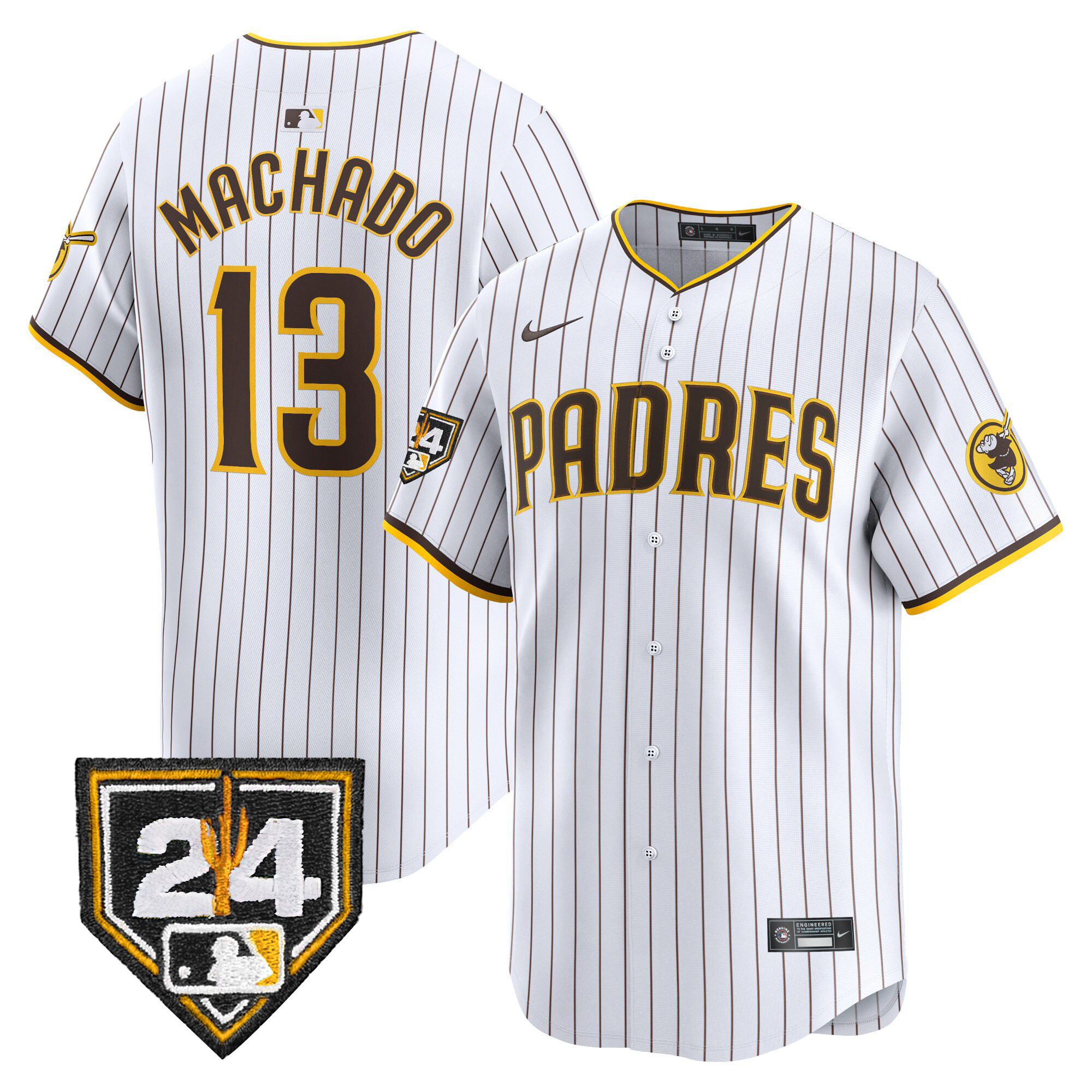 Manny Machado Men's San Diego Padres 2024 Spring Training Patch Vapor Premier Limited White Jersey - All Stitched