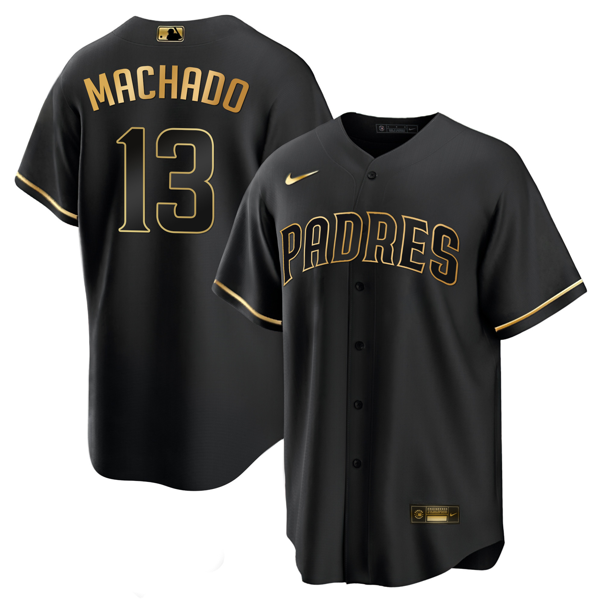 Manny Machado Men's San Diego Padres Black Limited & Gold Cool Black Gold Jersey - All Stitched