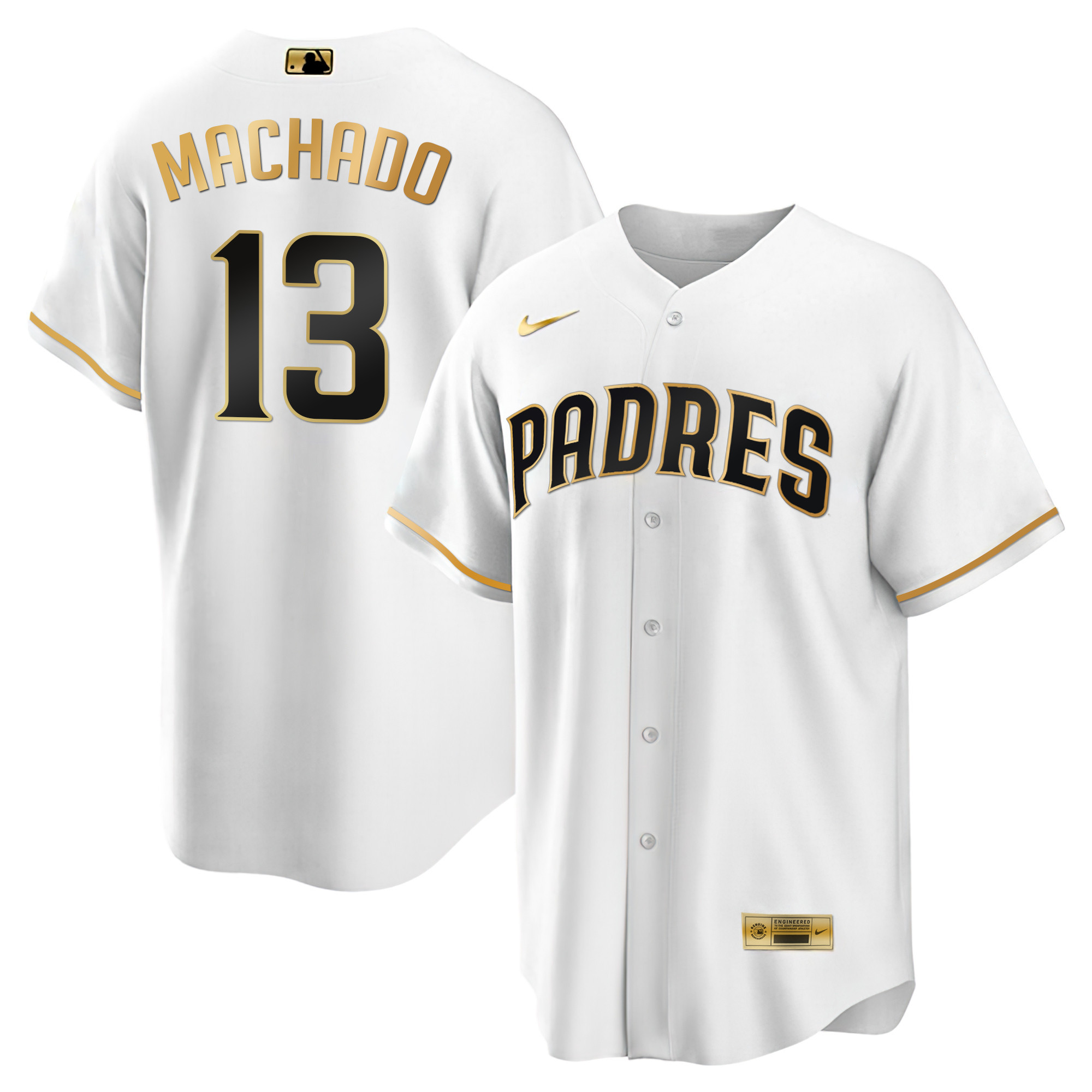 Manny Machado Men's San Diego Padres Black Limited & Gold Cool White Gold Jersey - All Stitched