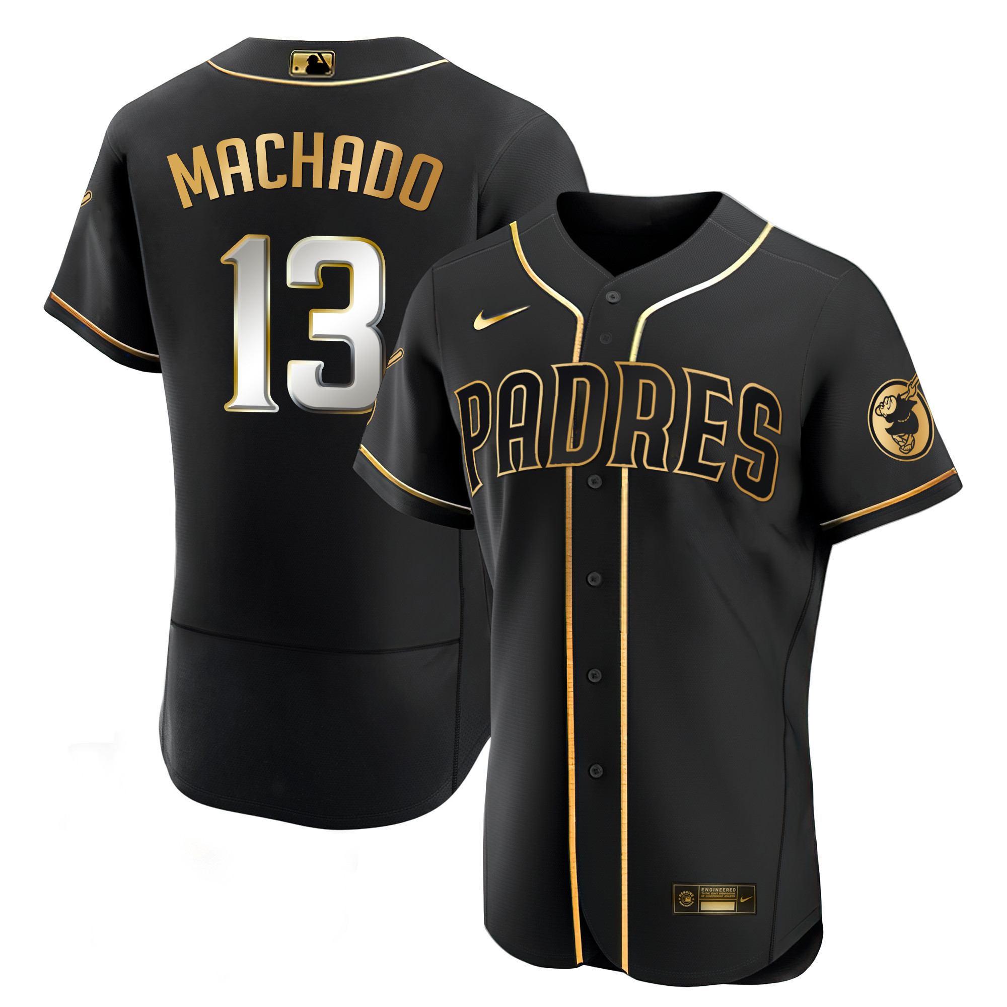 Manny Machado Men's San Diego Padres Black Limited & Gold Flex Black Limited Jersey - All Stitched