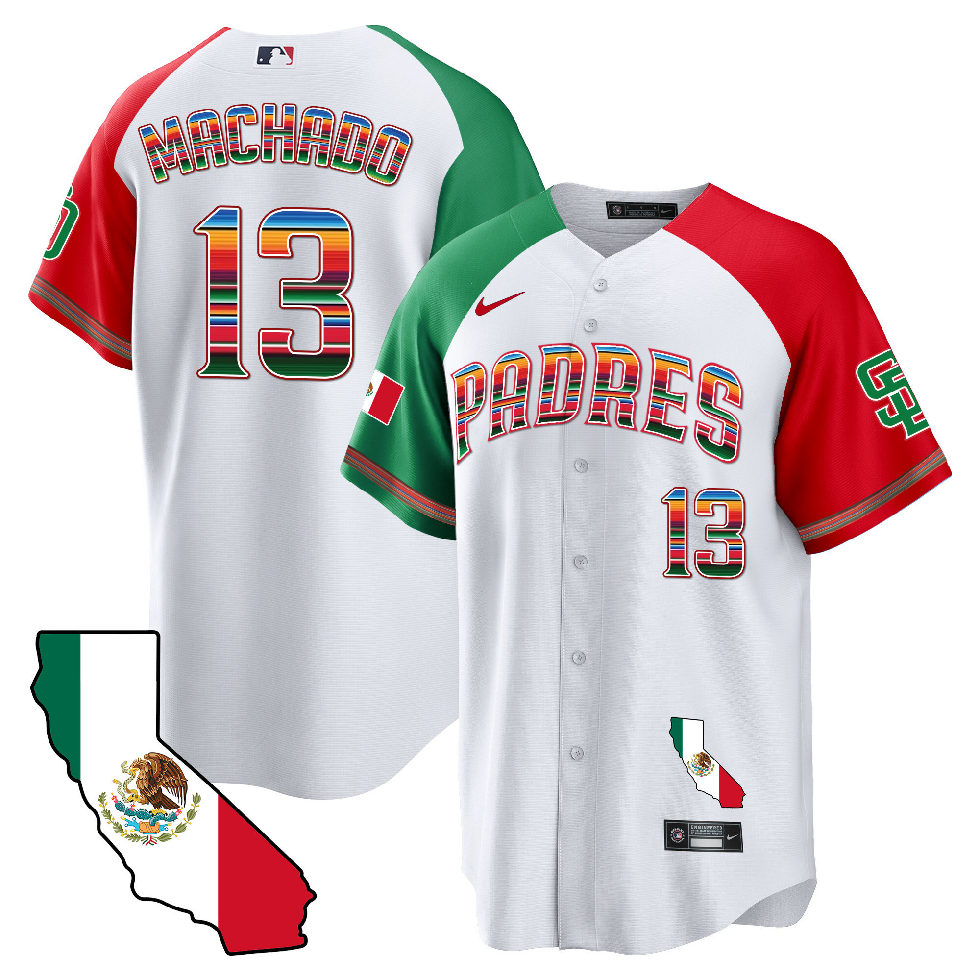 Manny Machado Men's San Diego Padres California Map Cool Base Alternate Jersey - All Stitched