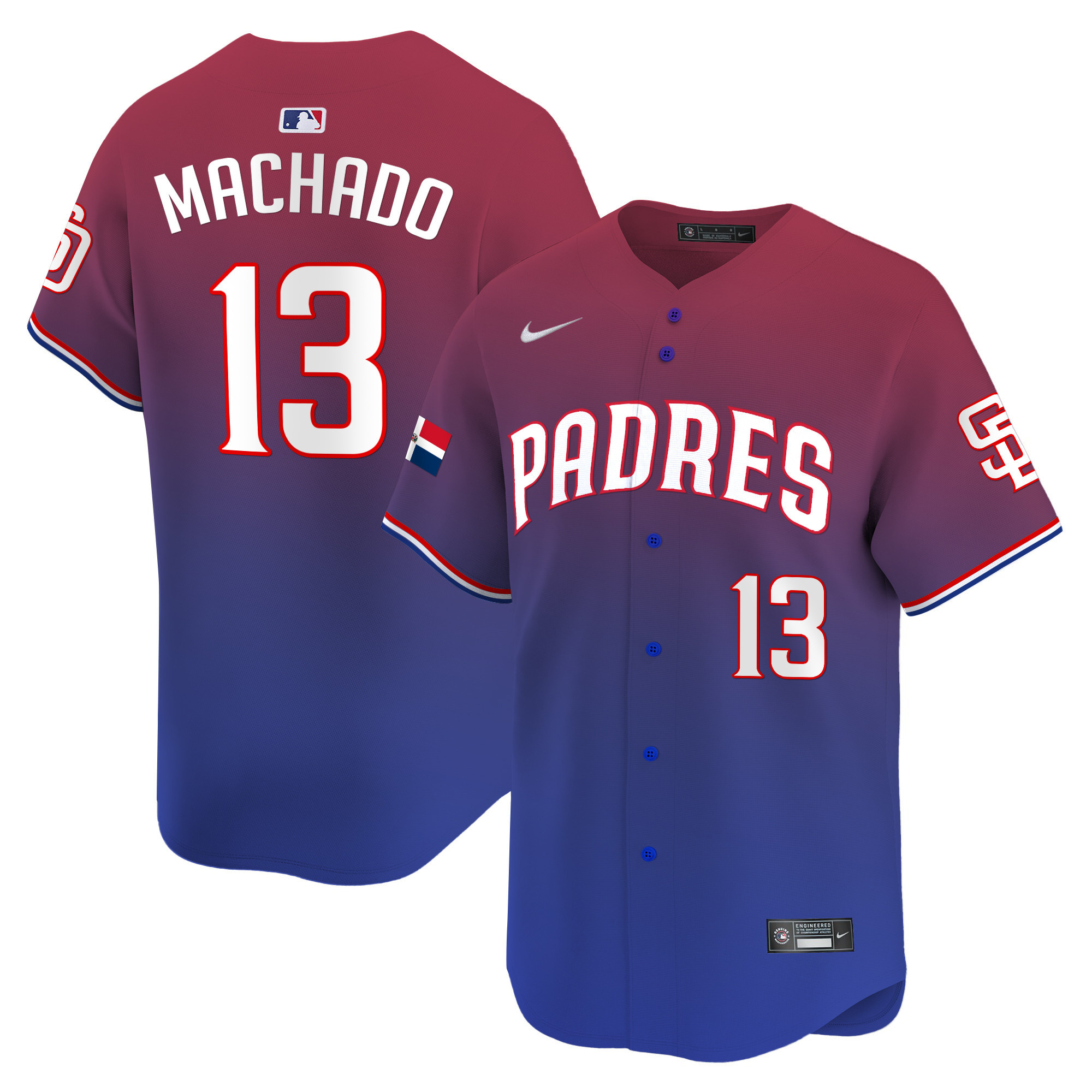 Manny Machado Men's San Diego Padres Dominican Republic Vapor Premier Limited Red Jersey - All Stitched