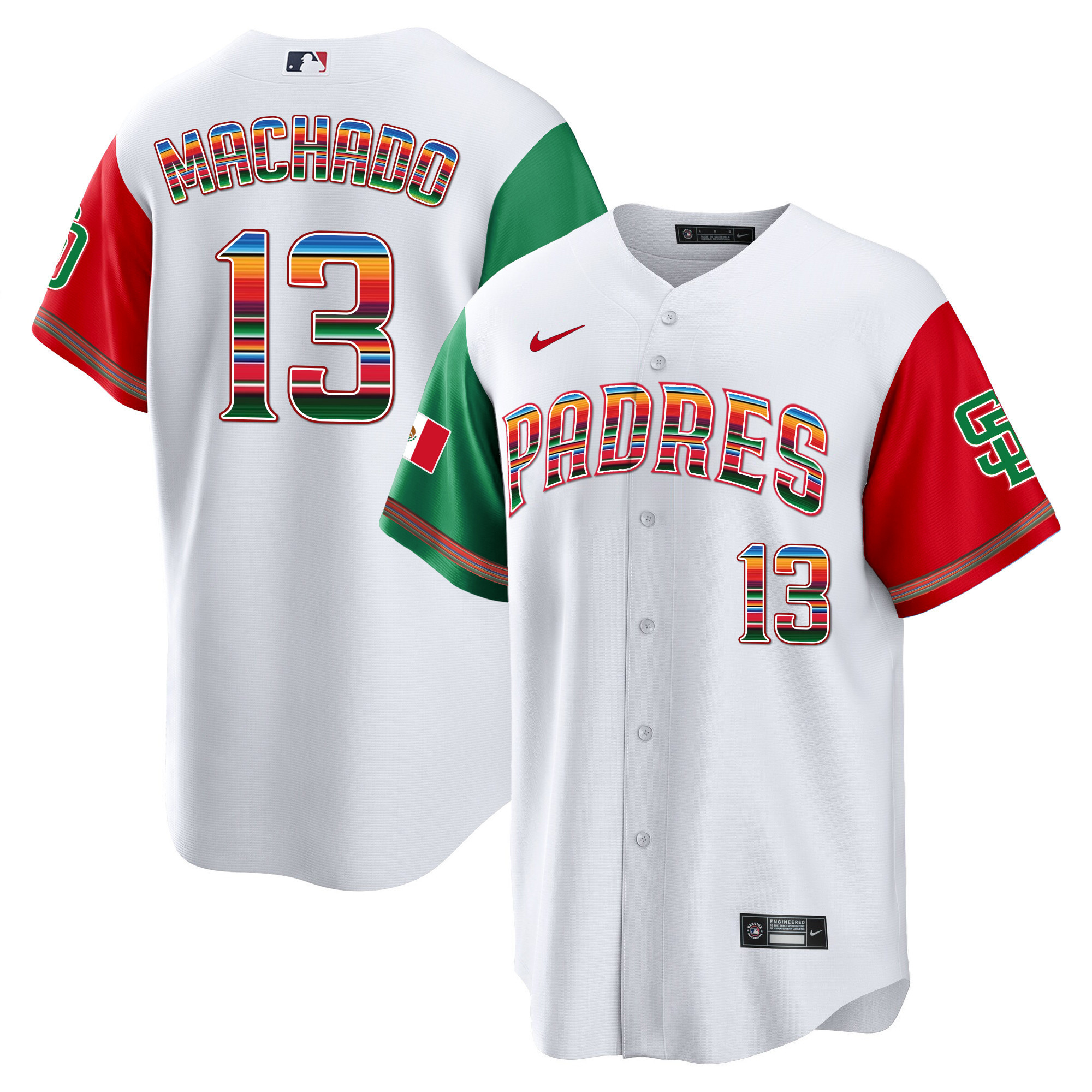 Manny Machado Men's San Diego Padres Mexico Cool Base Limited Color Sleeves Jersey - All Stitched