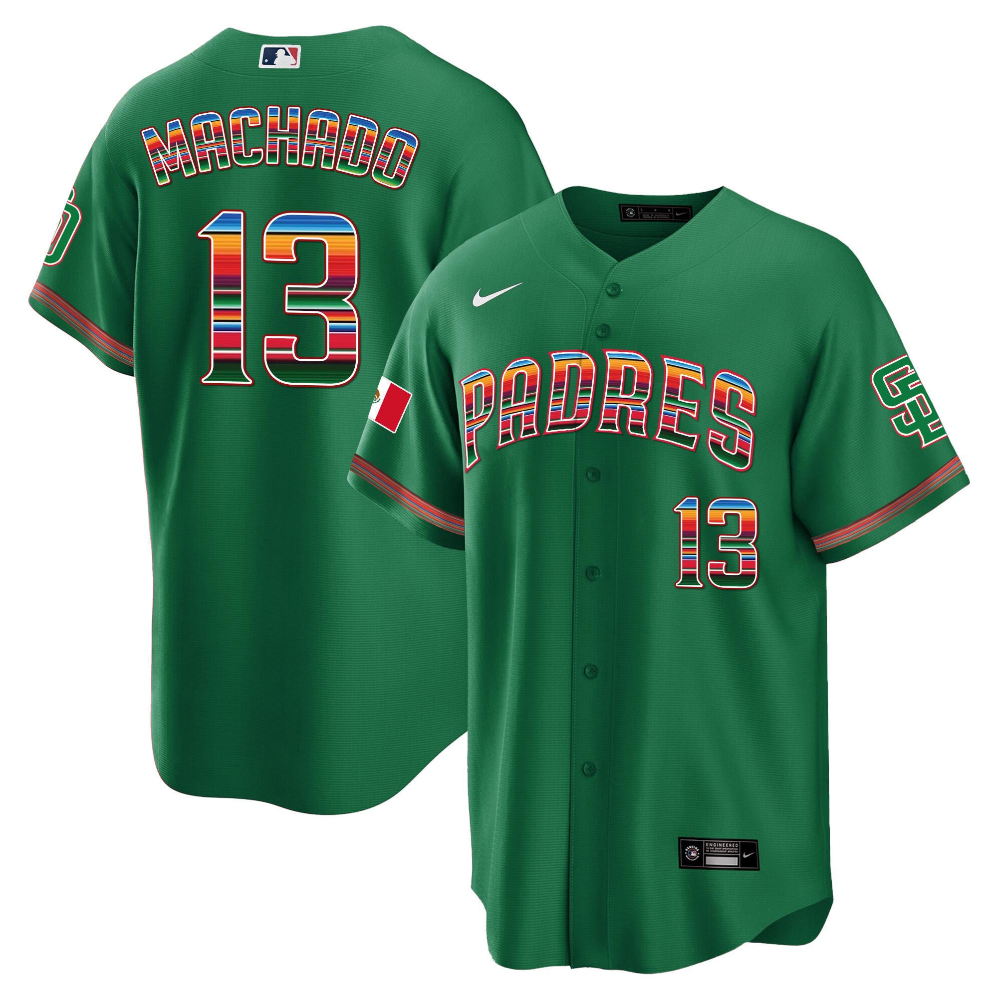 Manny Machado Men's San Diego Padres Mexico Cool Base Limited Green Jersey - All Stitched