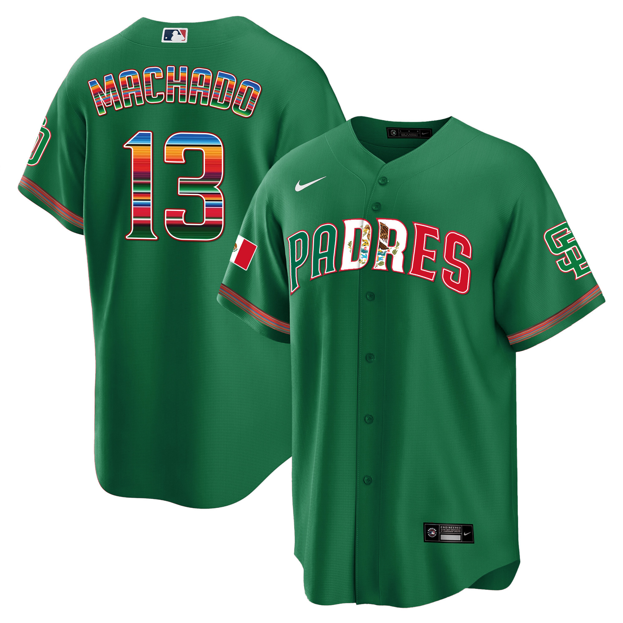 Manny Machado Men's San Diego Padres Mexico Cool Base Limited V2 Green Jersey - All Stitched