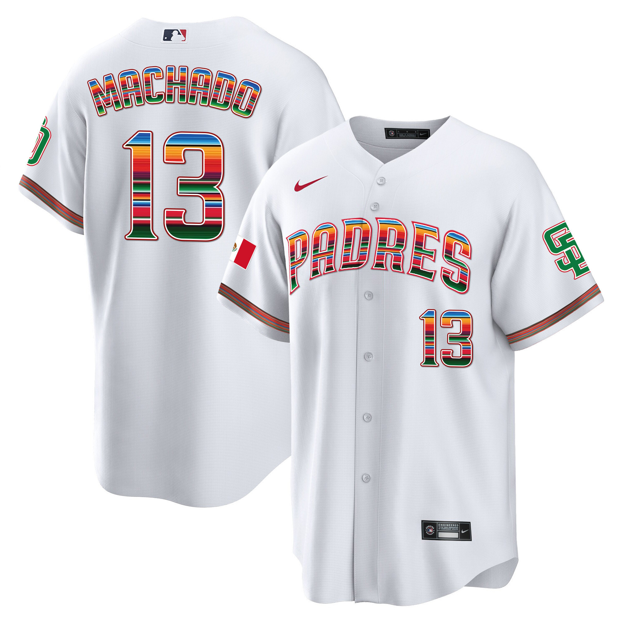 Manny Machado Men's San Diego Padres Mexico Cool Base Limited White Jersey - All Stitched