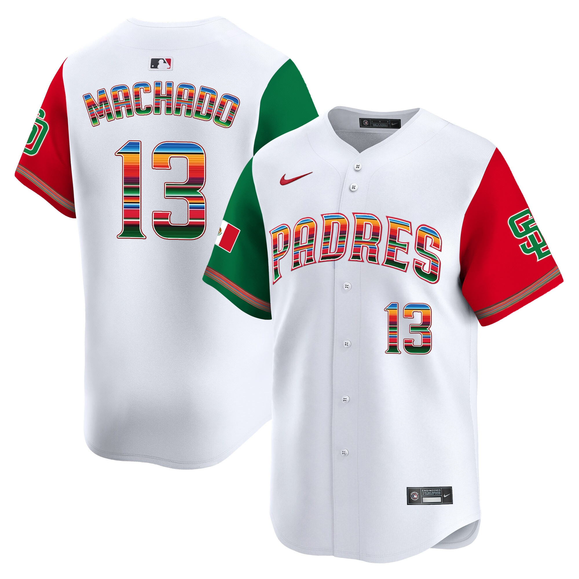 Manny Machado Men's San Diego Padres Mexico Premier Limited Color Sleeves Jersey - All Stitched