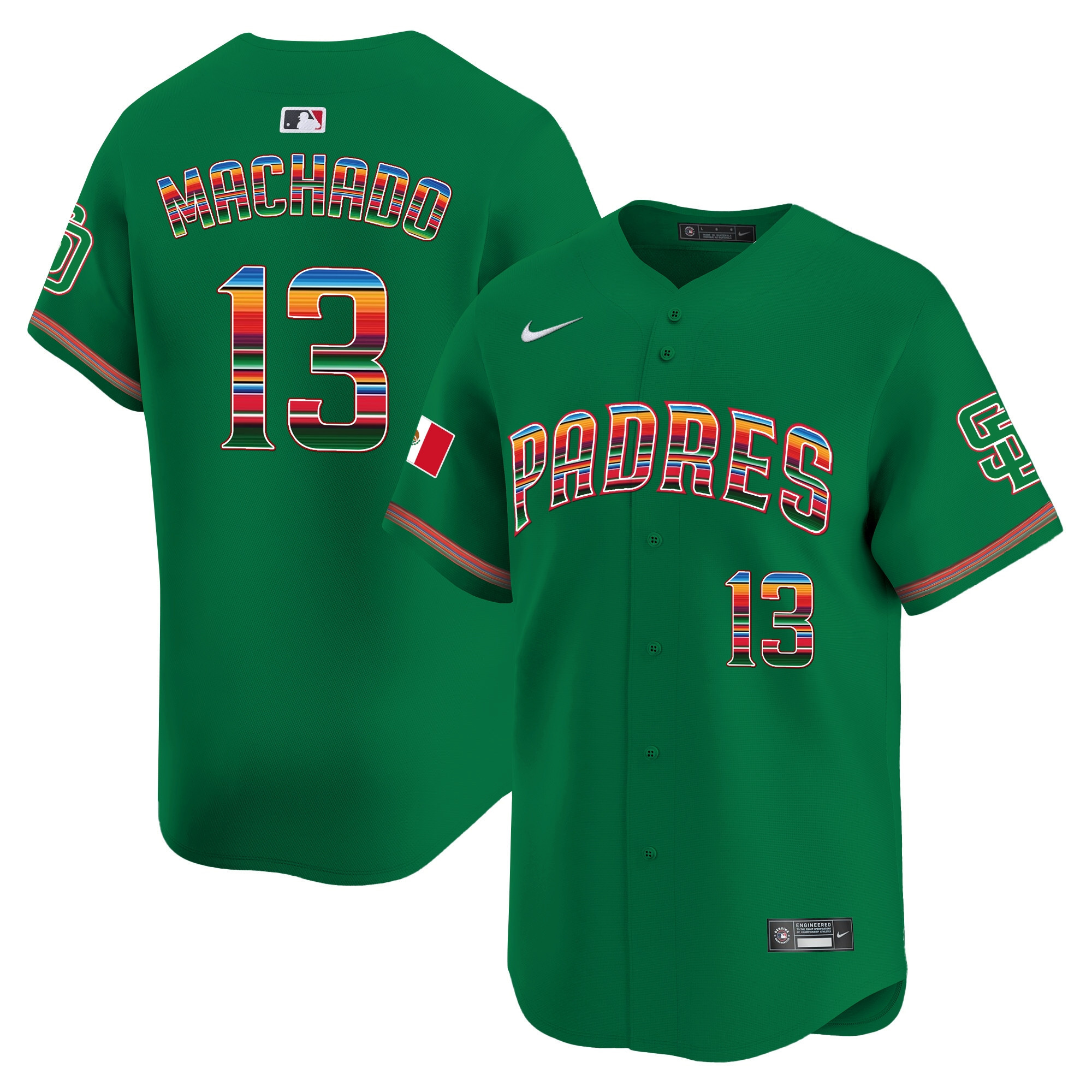 Manny Machado Men's San Diego Padres Mexico Premier Limited Green Jersey - All Stitched