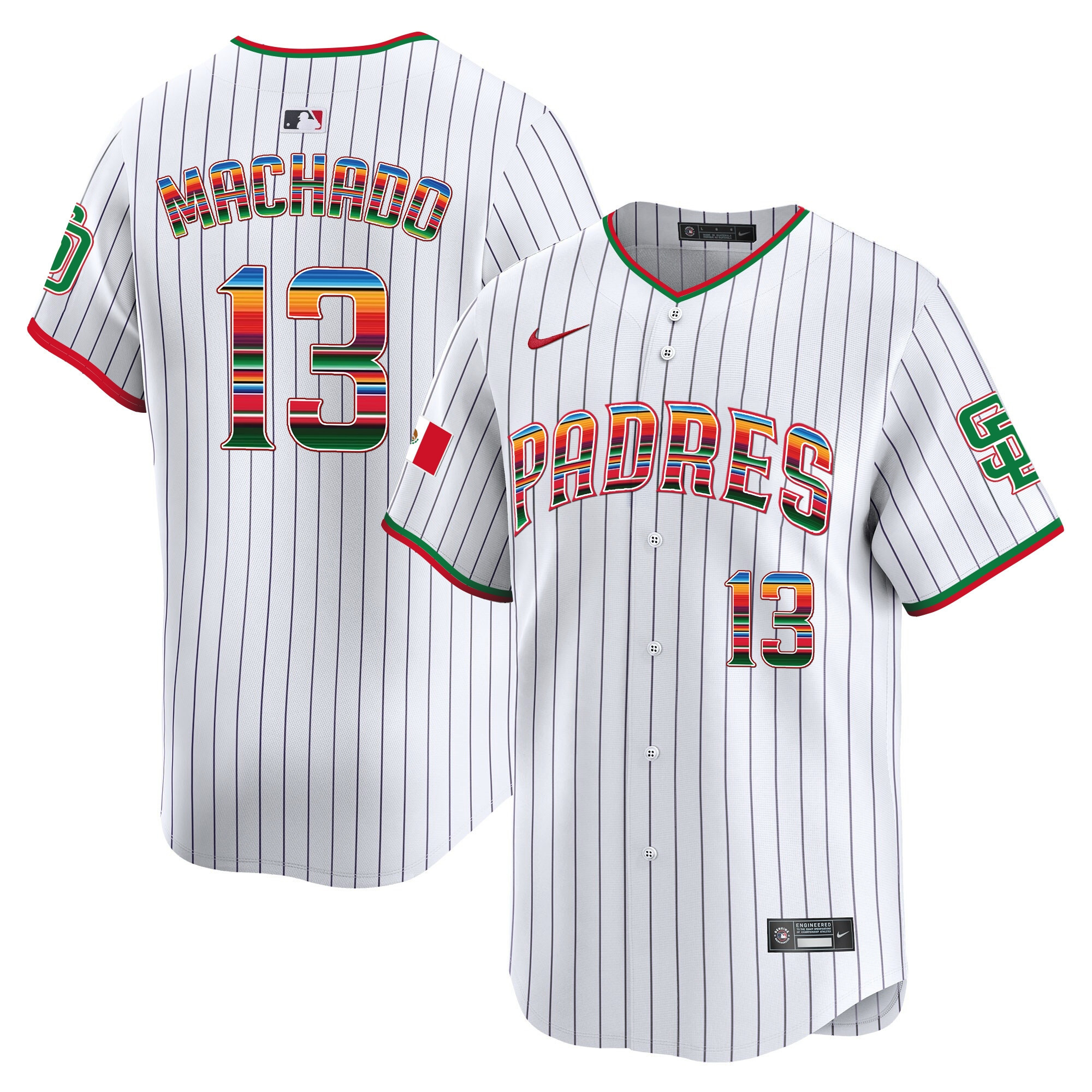 Manny Machado Men's San Diego Padres Mexico Premier Limited Pinstripe Jersey - All Stitched