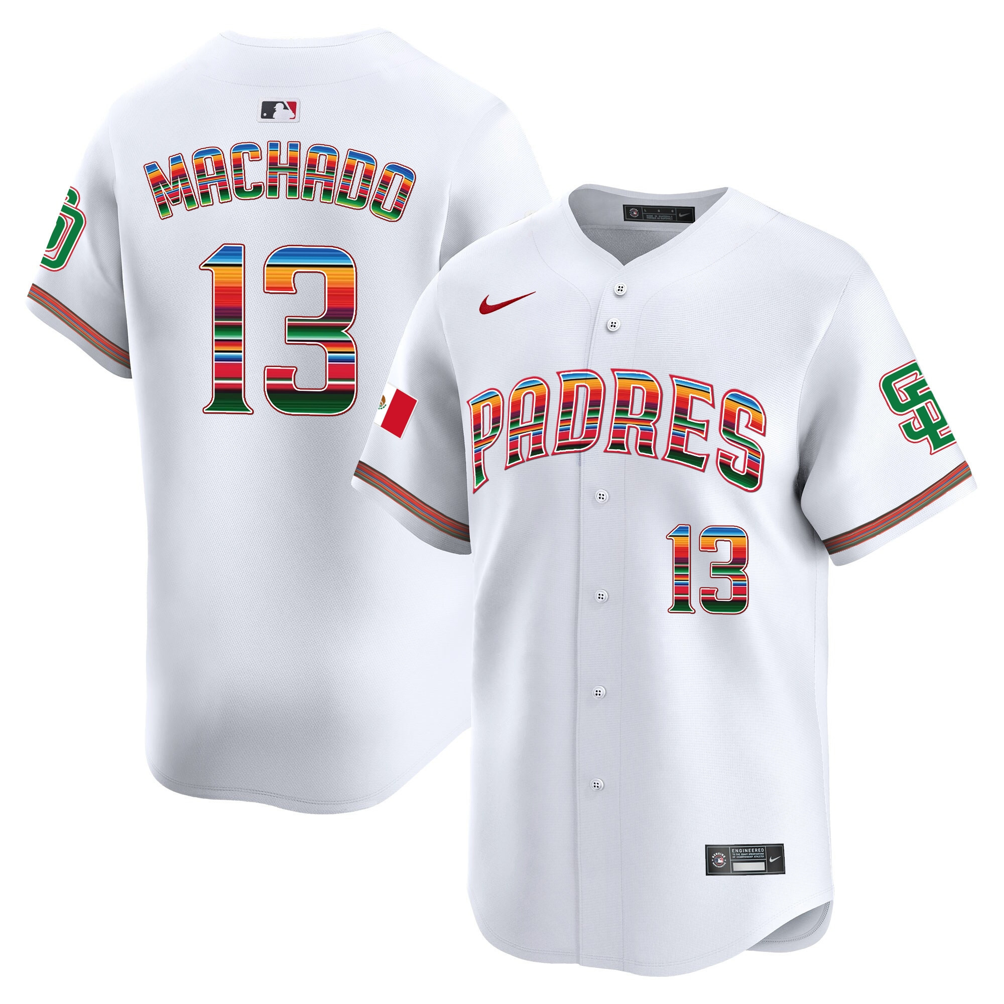 Manny Machado Men's San Diego Padres Mexico Premier Limited White Jersey - All Stitched