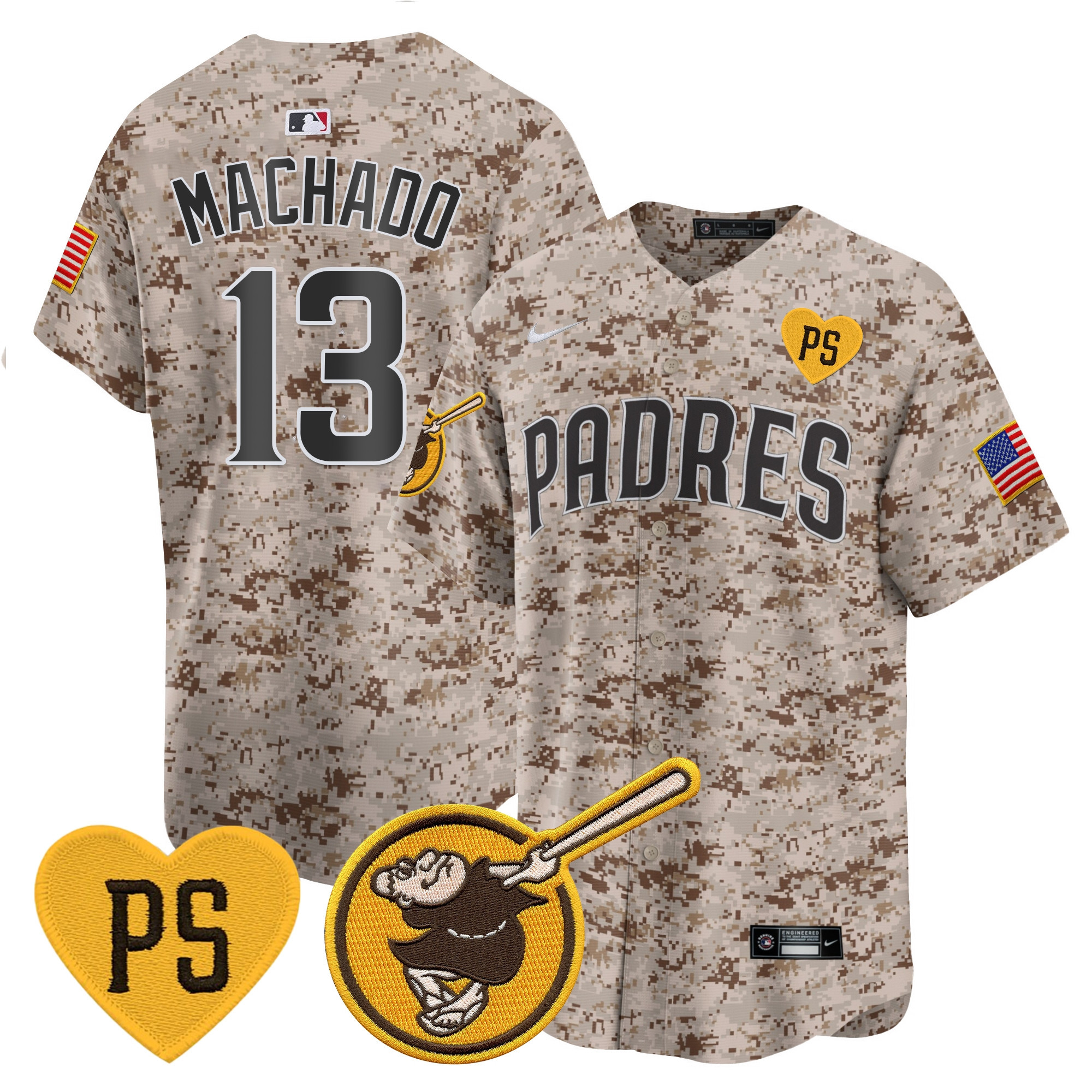 Manny Machado Men's San Diego Padres USMC Alternate Vapor Premier Limited Desert Jersey - All Stitched