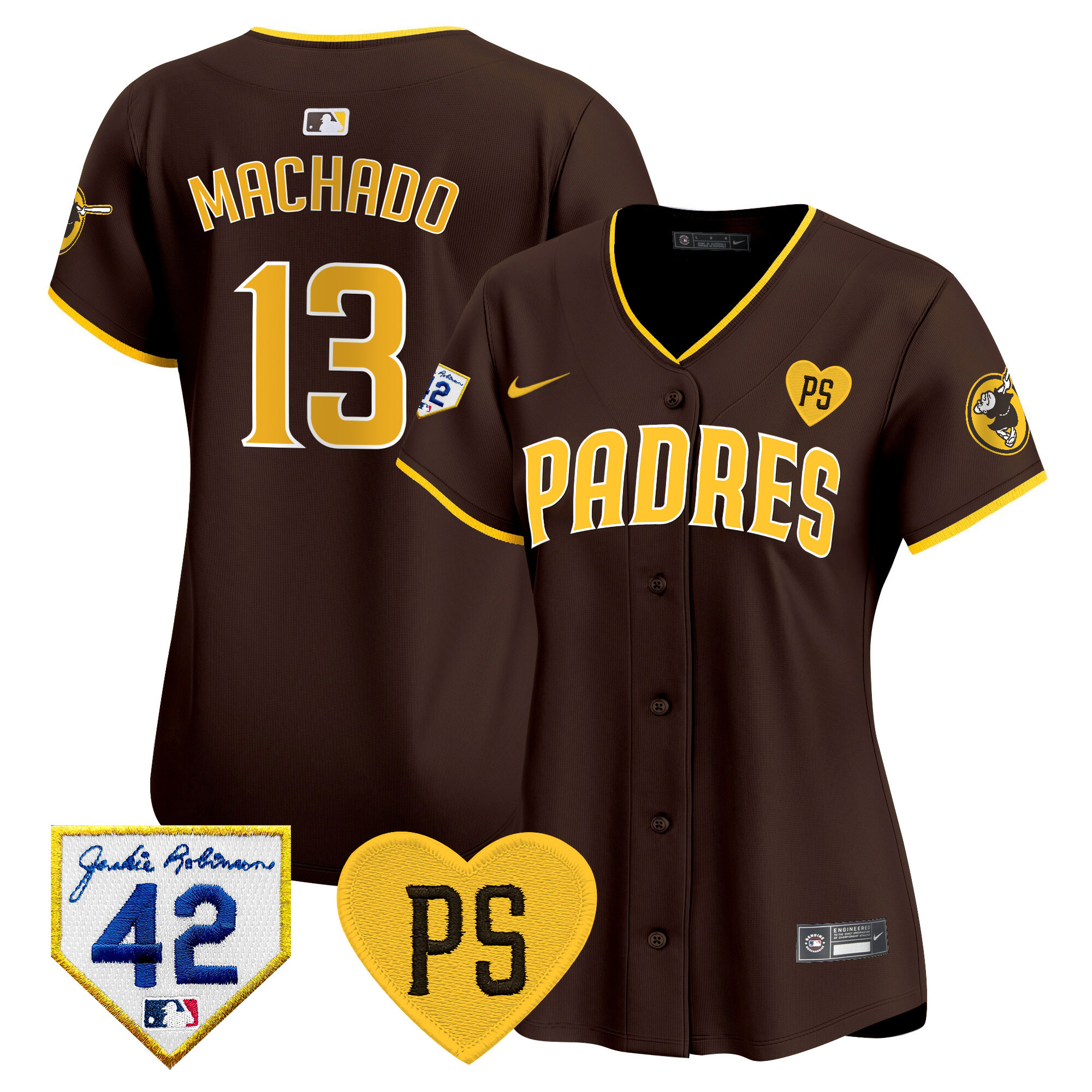 Manny Machado Women's San Diego Padres 2024 "For Peter" & Robinson Patch Vapor Premier Limited Brown Jersey - All Stitched