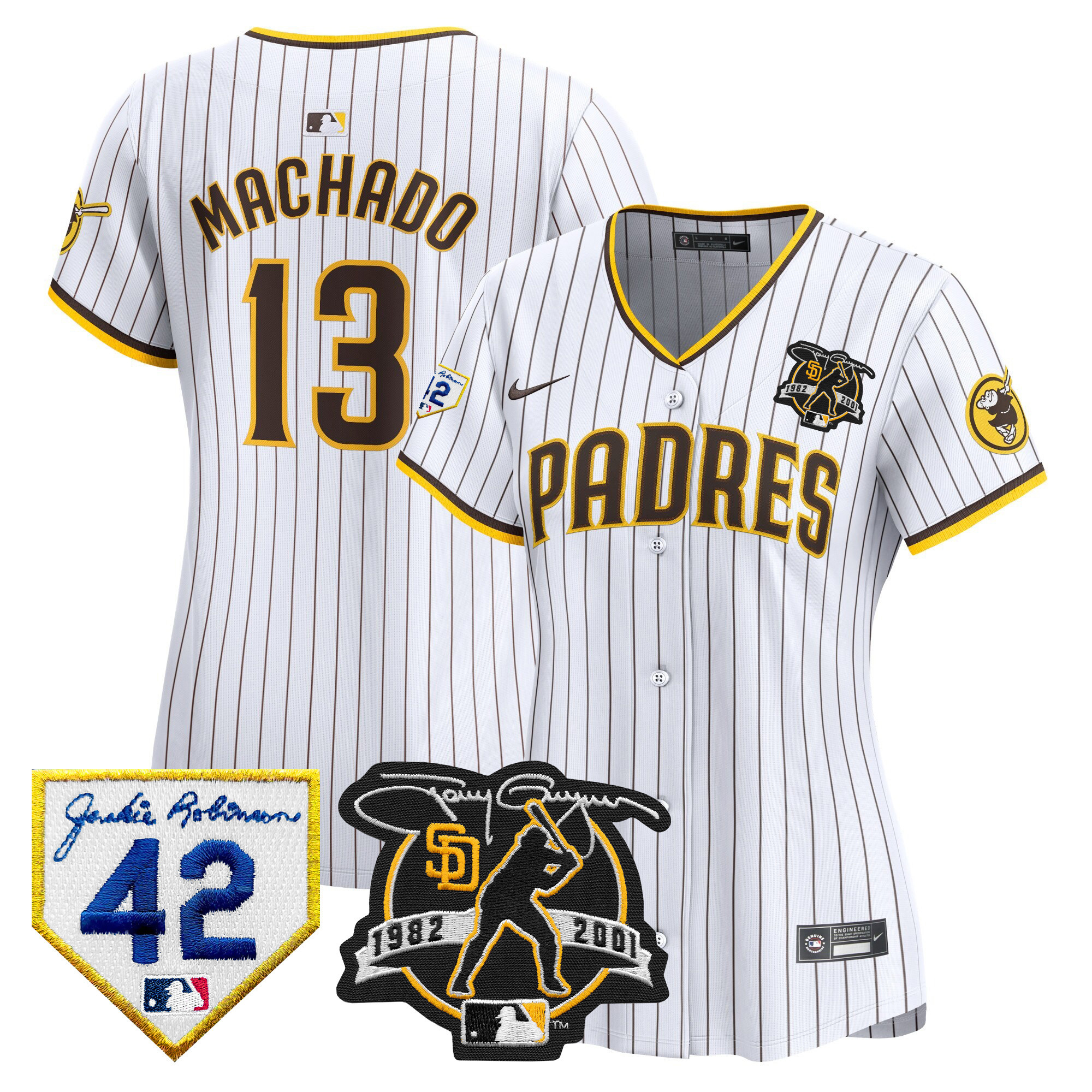 Manny Machado Women's San Diego Padres 2024 Tony Gwynn & Robinson Patch Vapor Premier Limited White Jersey - All Stitched