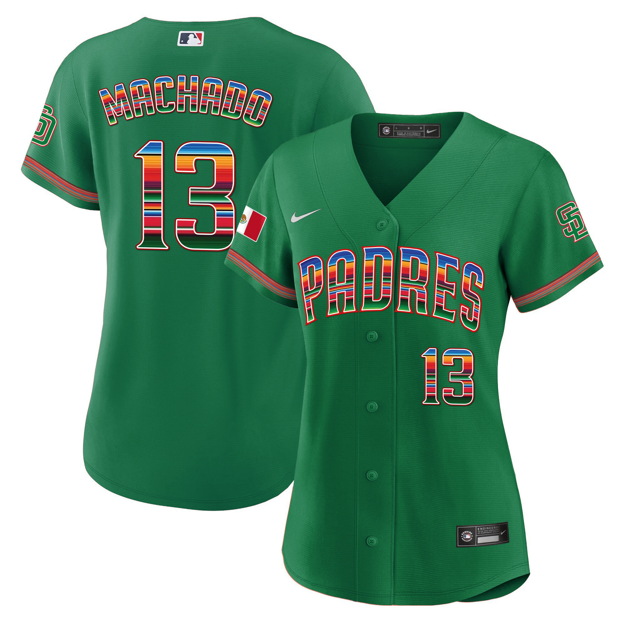 Manny Machado Women's San Diego Padres Mexico Cool Base Limited Green Jersey - All Stitched