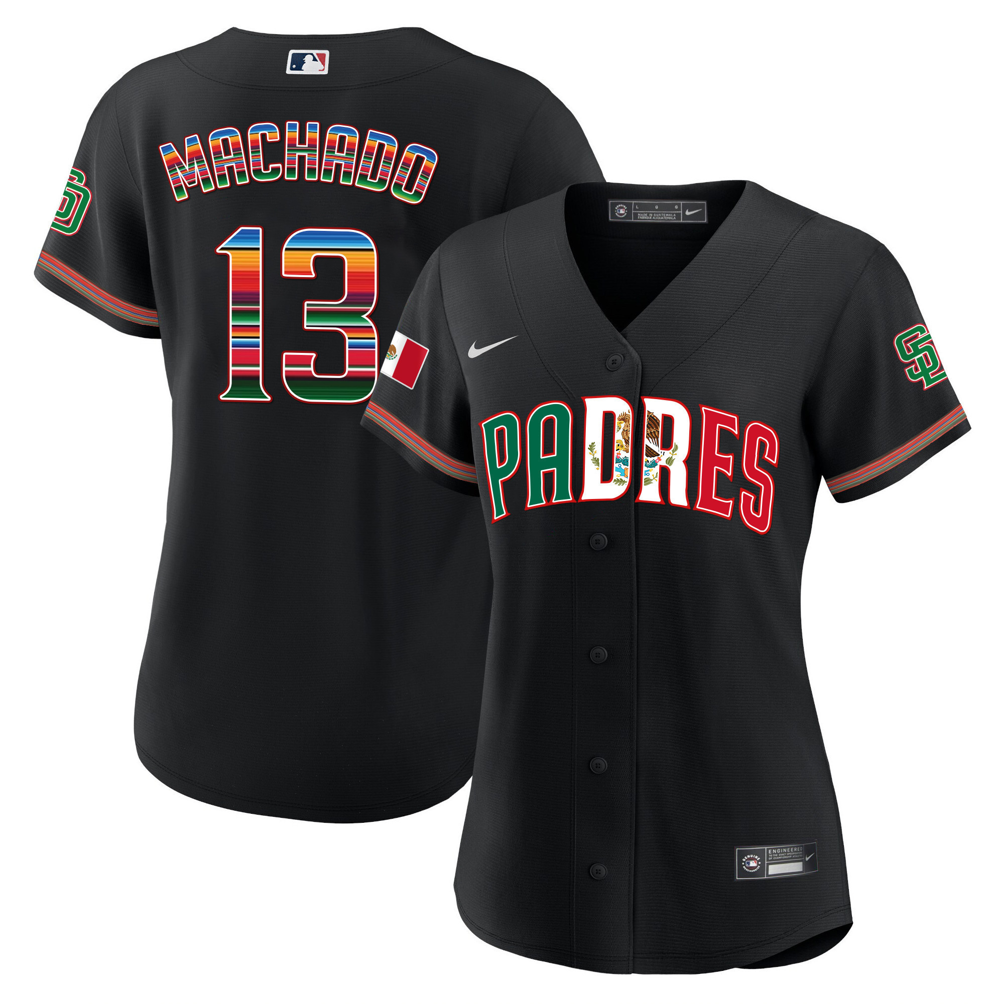 Manny Machado Women's San Diego Padres Mexico Cool Base Limited V2 Black Jersey - All Stitched