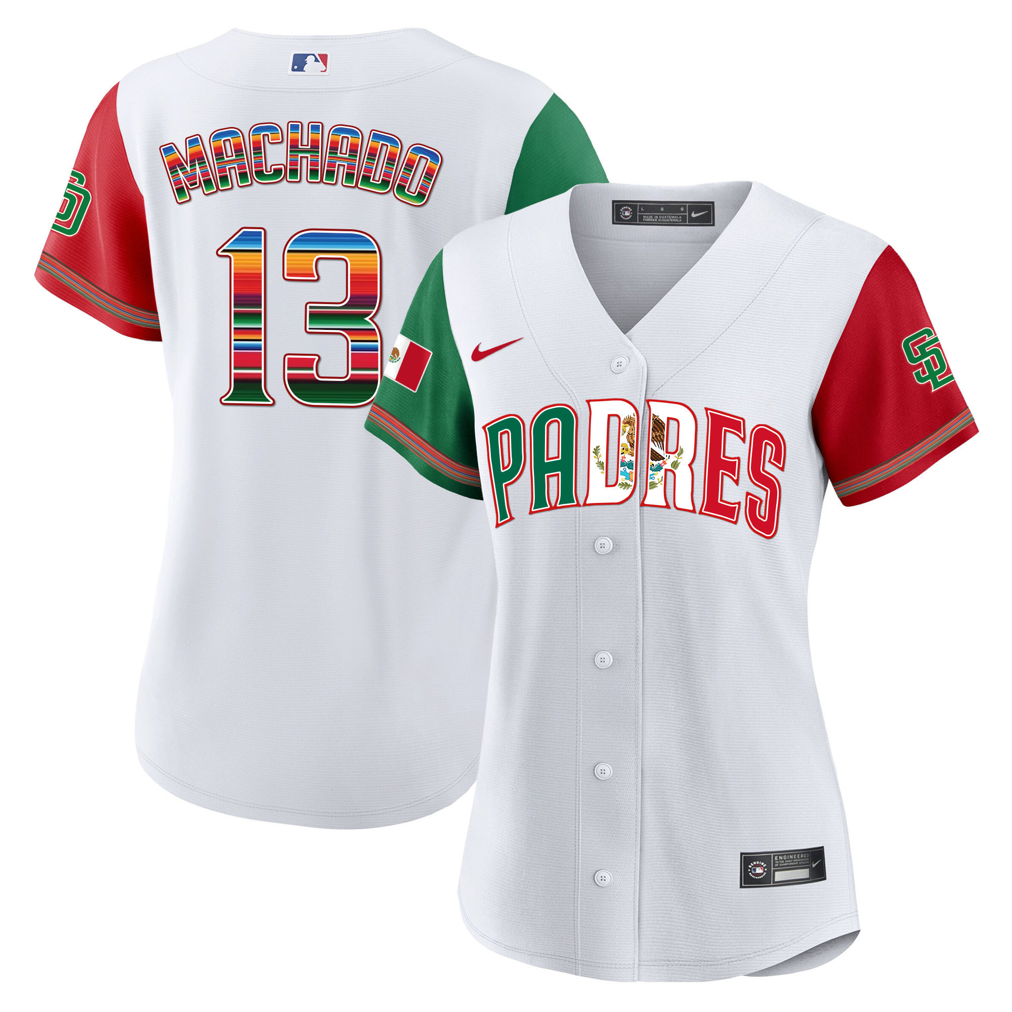 Manny Machado Women's San Diego Padres Mexico Cool Base Limited V2 Color Sleeves Jersey - All Stitched