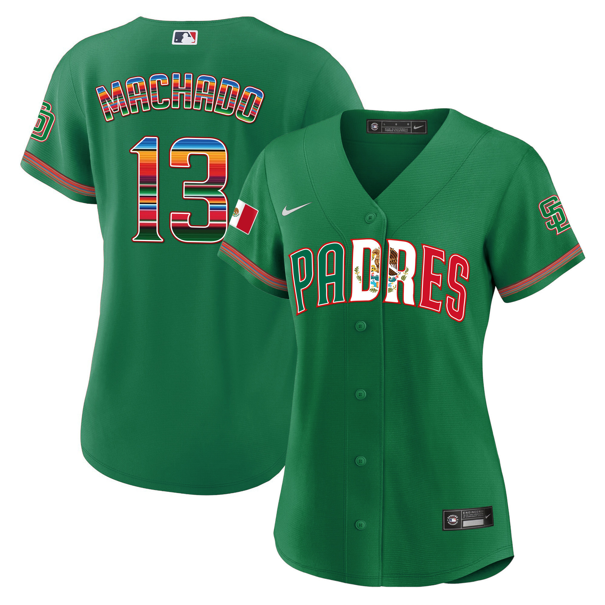 Manny Machado Women's San Diego Padres Mexico Cool Base Limited V2 Green Jersey - All Stitched
