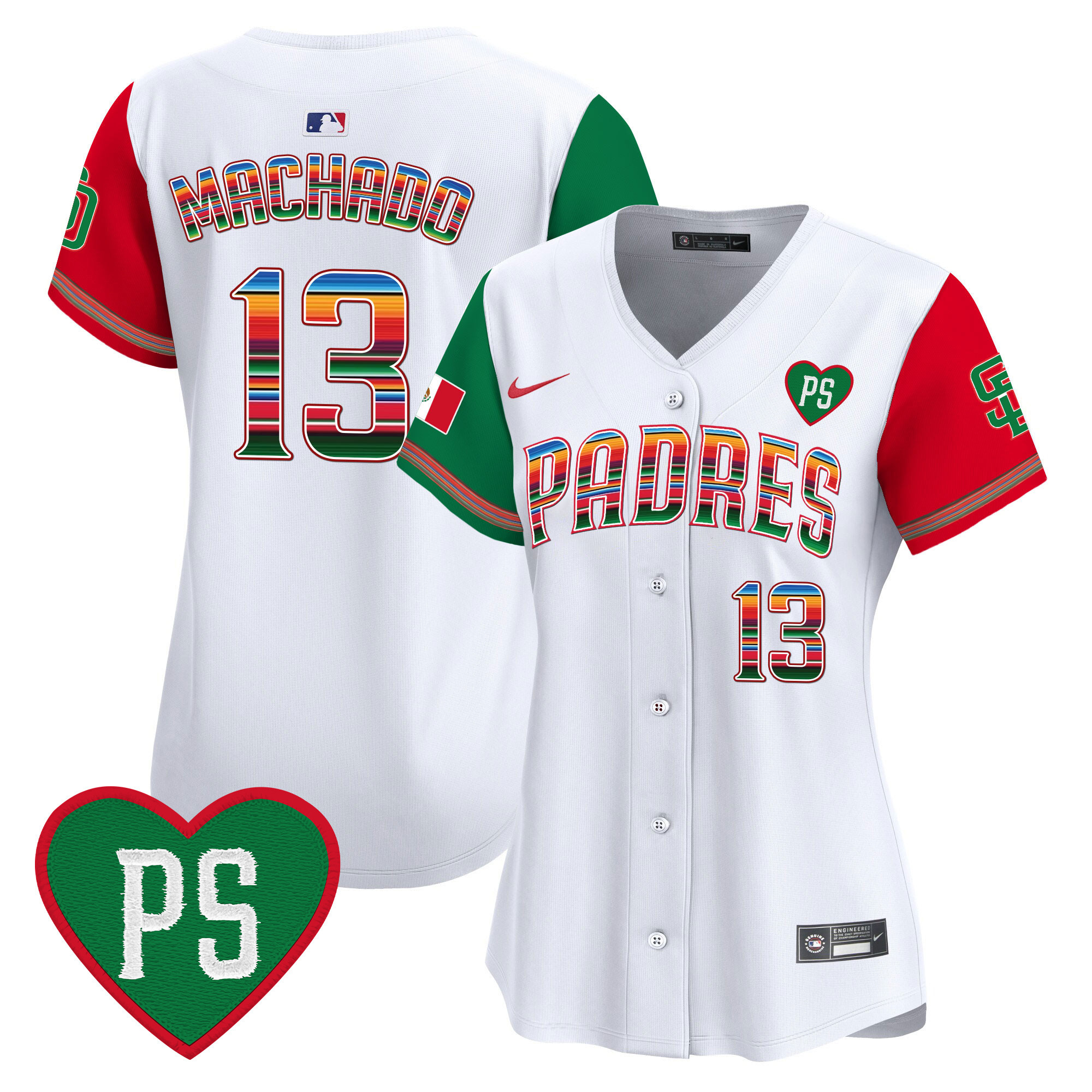 Manny Machado Women's San Diego Padres Mexico "For Peter" Patch Vapor Premier Limited Color Sleeves Jersey - All Stitched