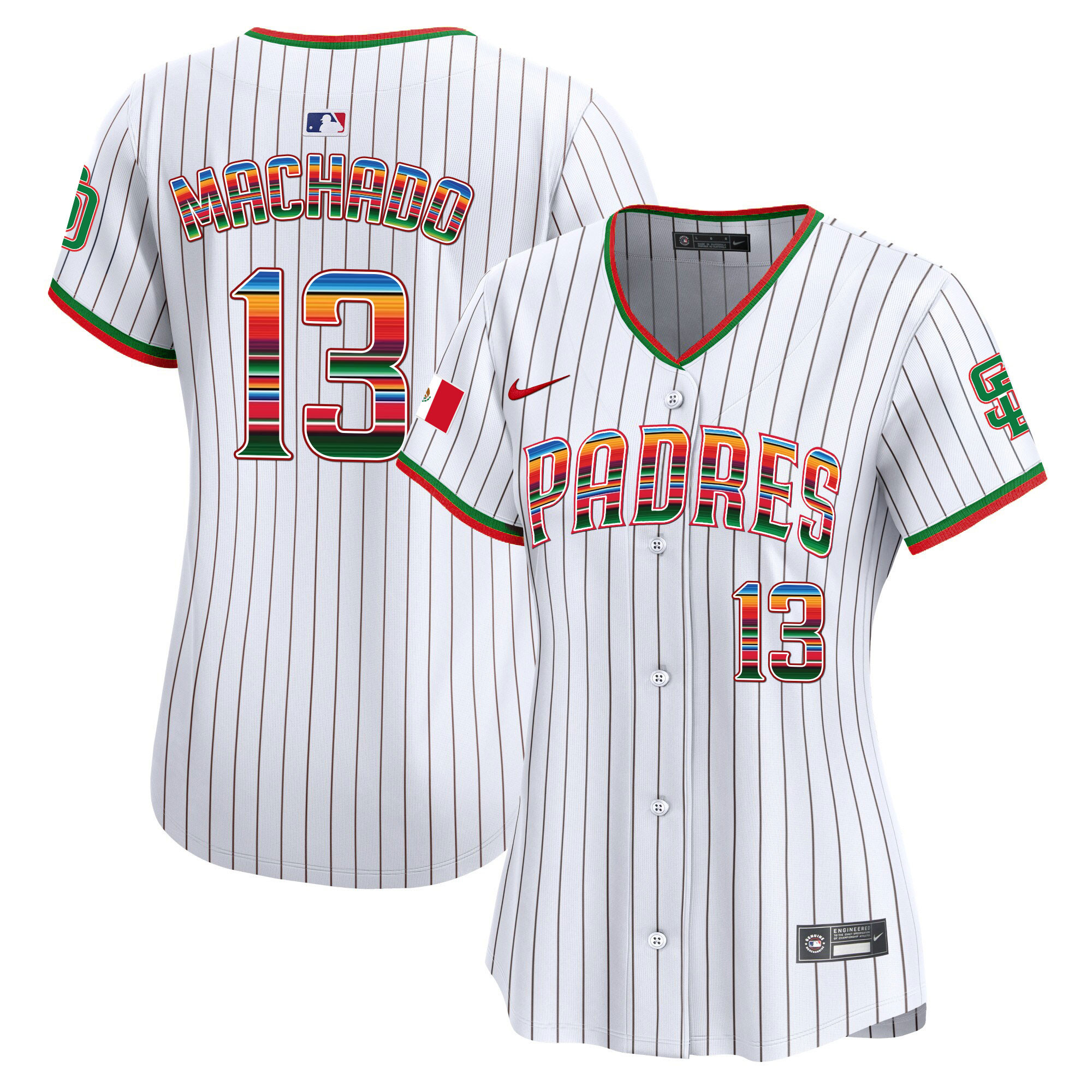 Manny Machado Women's San Diego Padres Mexico Premier Limited Pinstripe Jersey - All Stitched