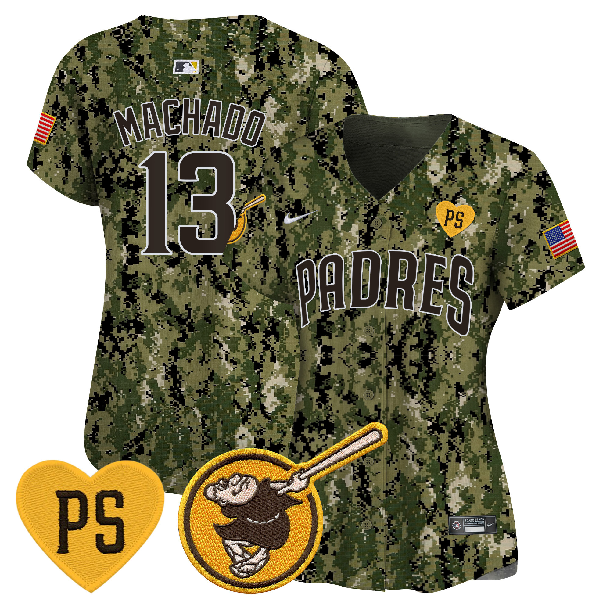 Manny Machado Women's San Diego Padres USMC Alternate Vapor Premier Limited Woodland Jersey - All Stitched