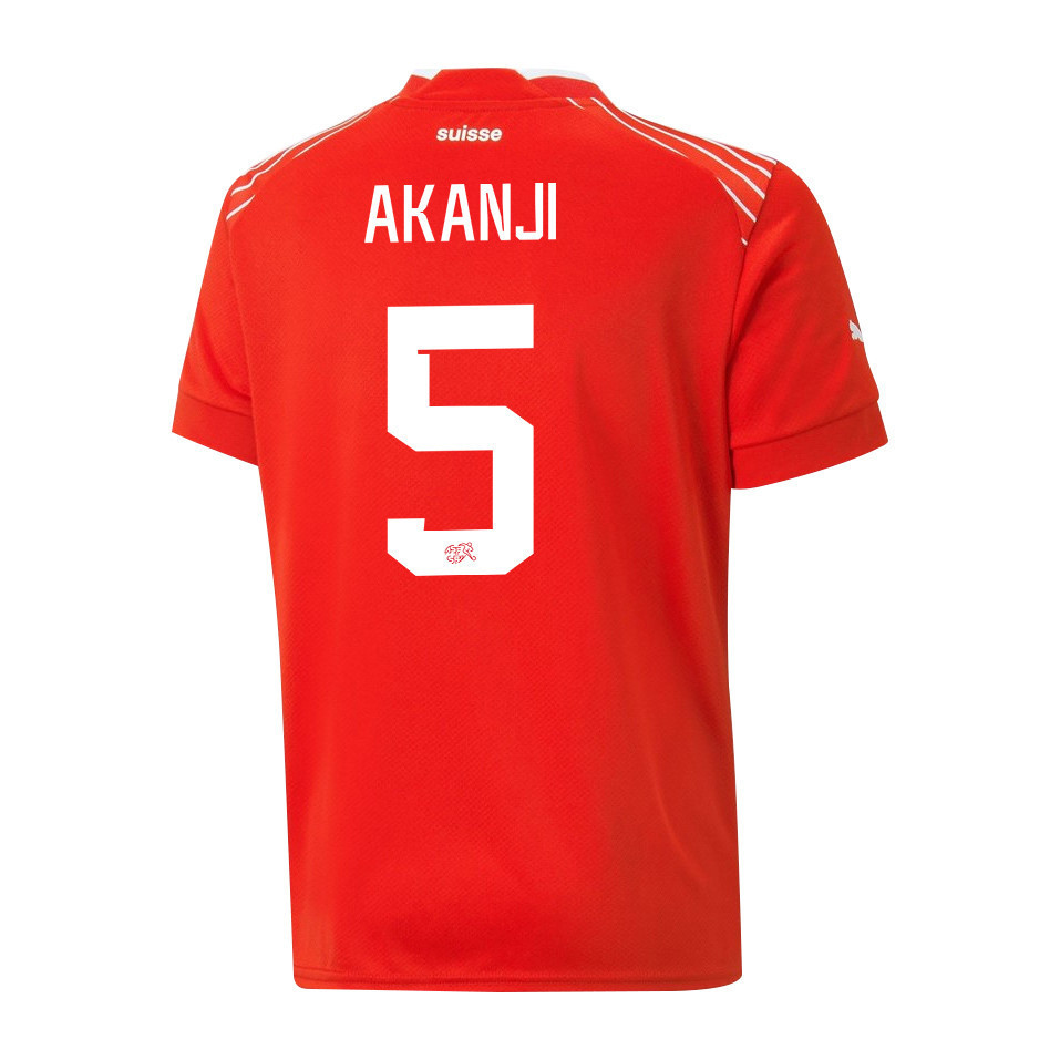 Manuel Akanji 5 Switzerland National Team FIFA World Cup Qatar 2022 Patch – Home Men Soccer Jersey
