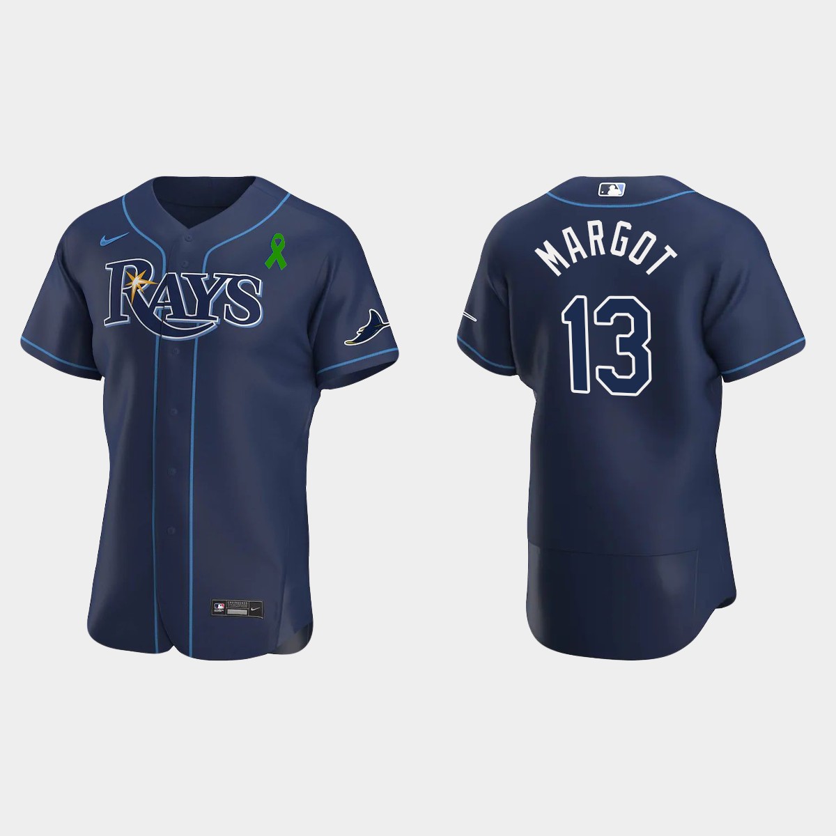 Manuel Margot Tampa Bay Rays Green Ribbon Alternate Jersey - Navy
