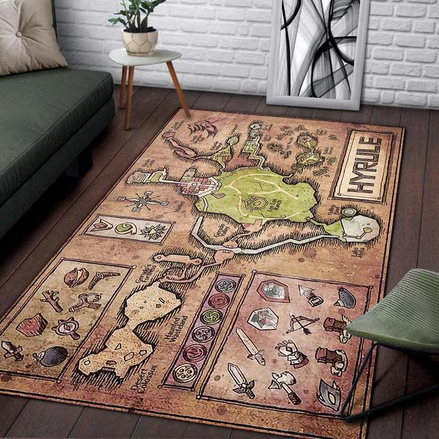 Map Of Hyrule From Legend Of Zelda Ocarina Of Time Area Rectangle Rug