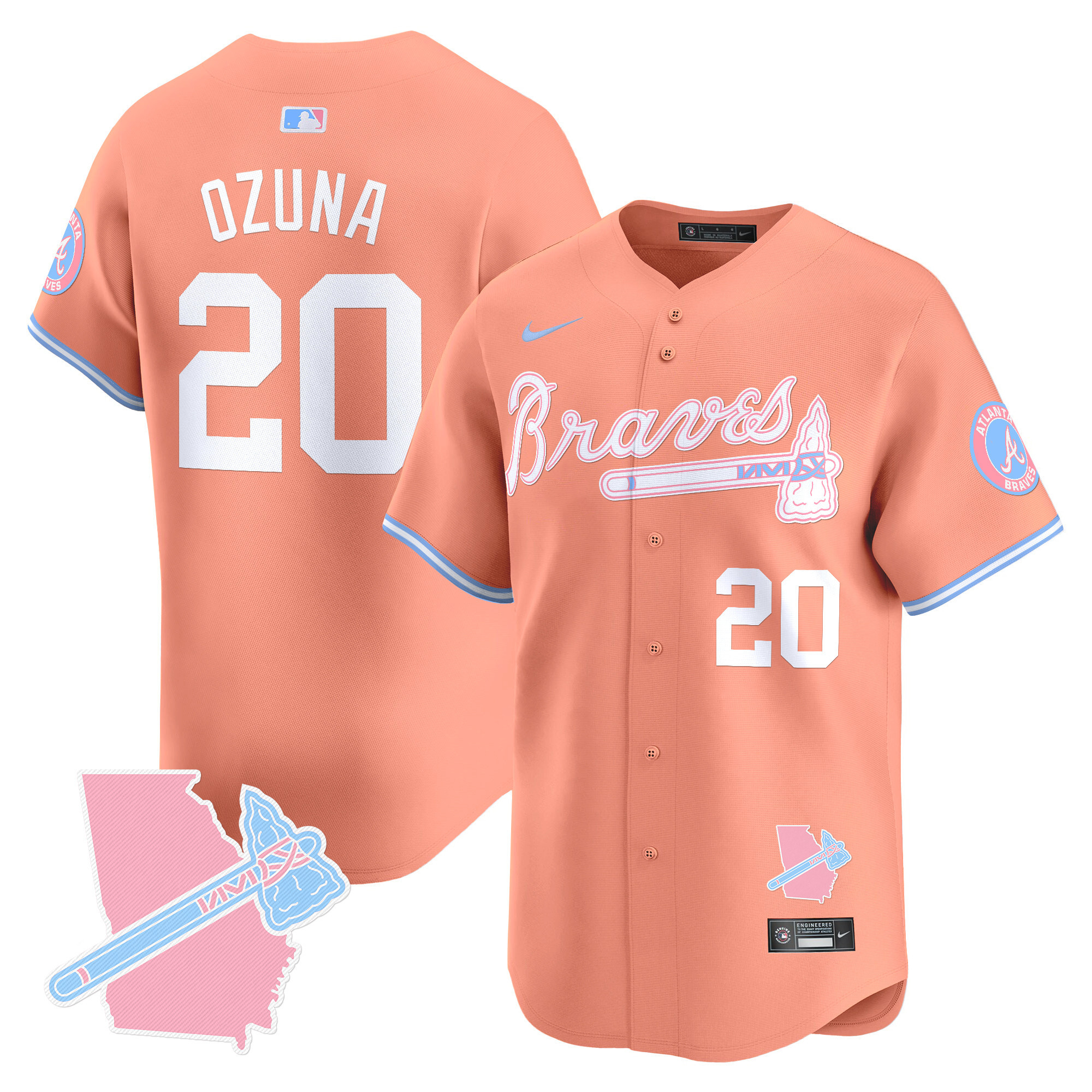 Marcell OzunaUnisex Atlanta Braves Bubblegum Pink Vapor Premier Limited Peach Jersey - All Stitched