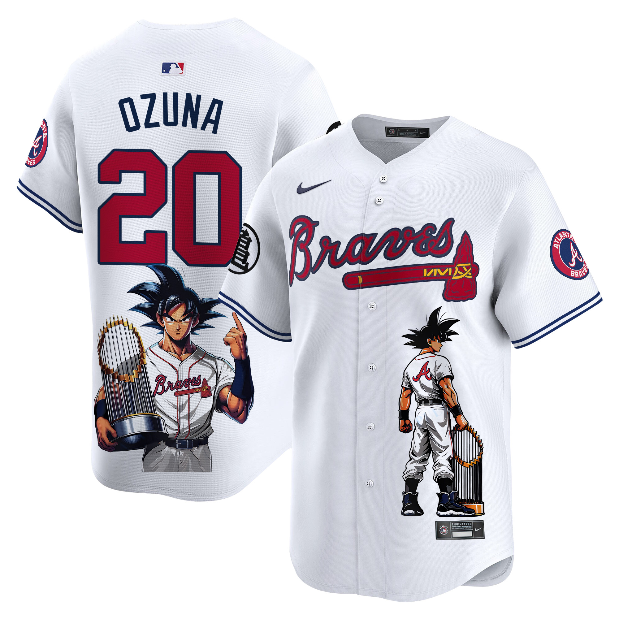 Marcell OzunaUnisex Atlanta Braves Dragon Ball Son Goku Vapor Premier Limited White Jersey - Printed