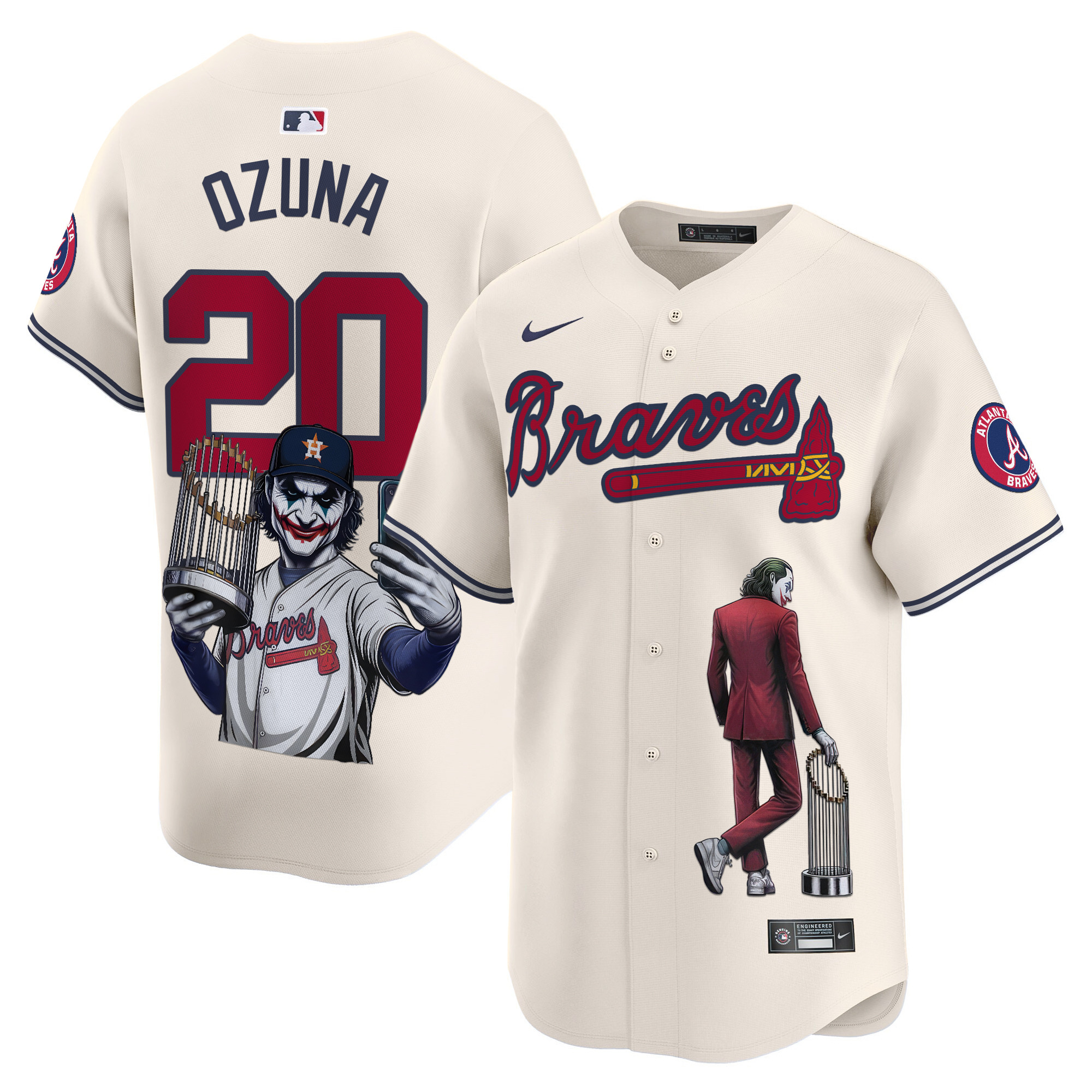 Marcell OzunaUnisex Atlanta Braves Joker Vapor Premier Limited Cream Jersey - Printed
