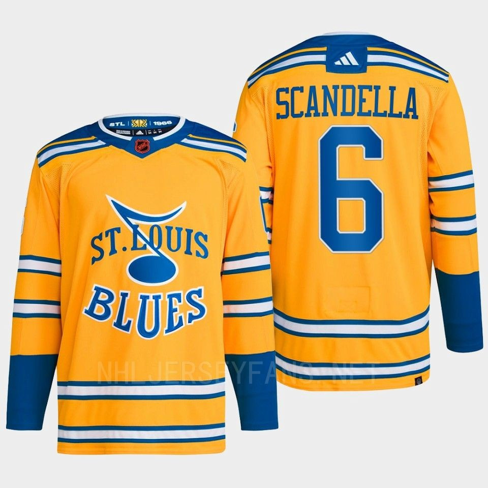 Marco Scandella 6 Reverse Retro 2.0 2022 St. Louis Blues Yellow Stitched Jersey Primegreen