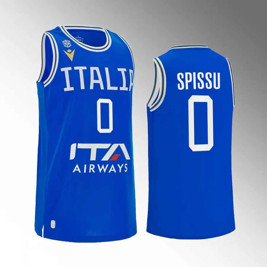 Marco Spissu Italy 2023 FIBA World Cup Blue Jersey Home #0