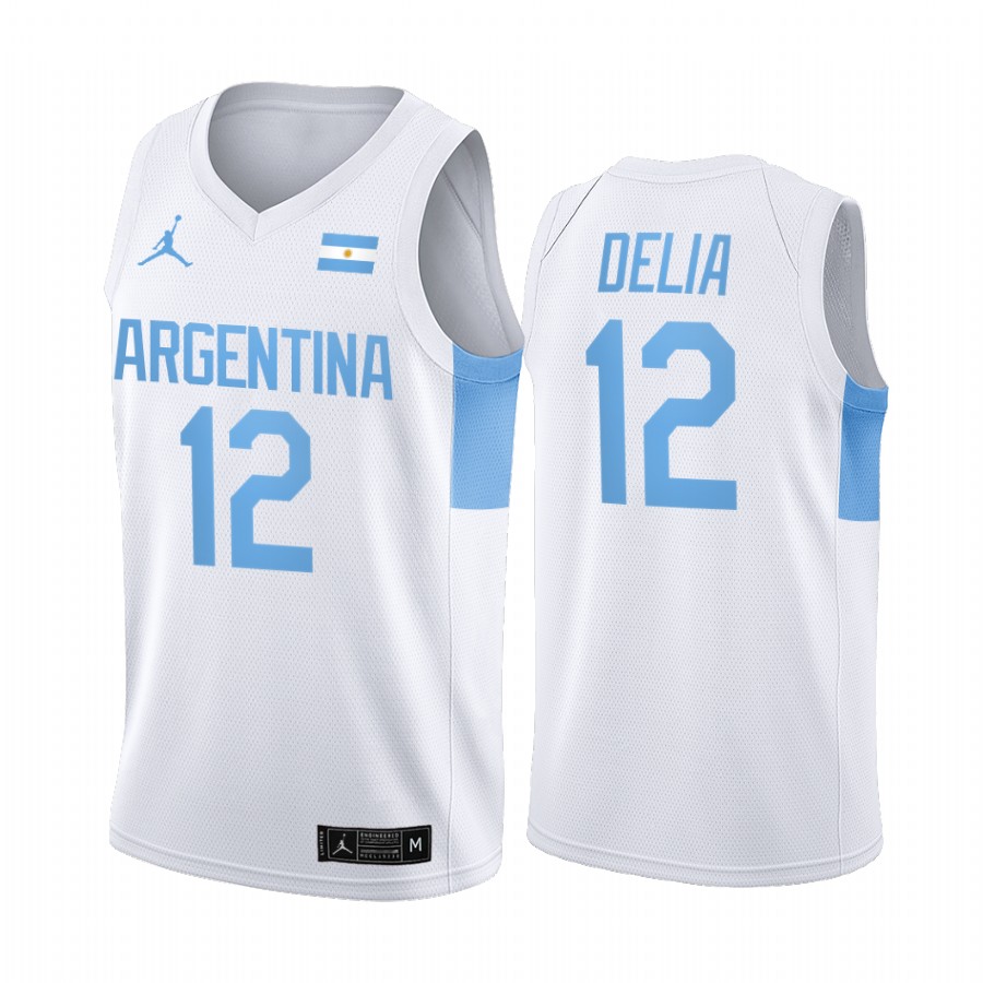 Marcos Delía Argentina #12 White 2021 Olympic Home Jersey
