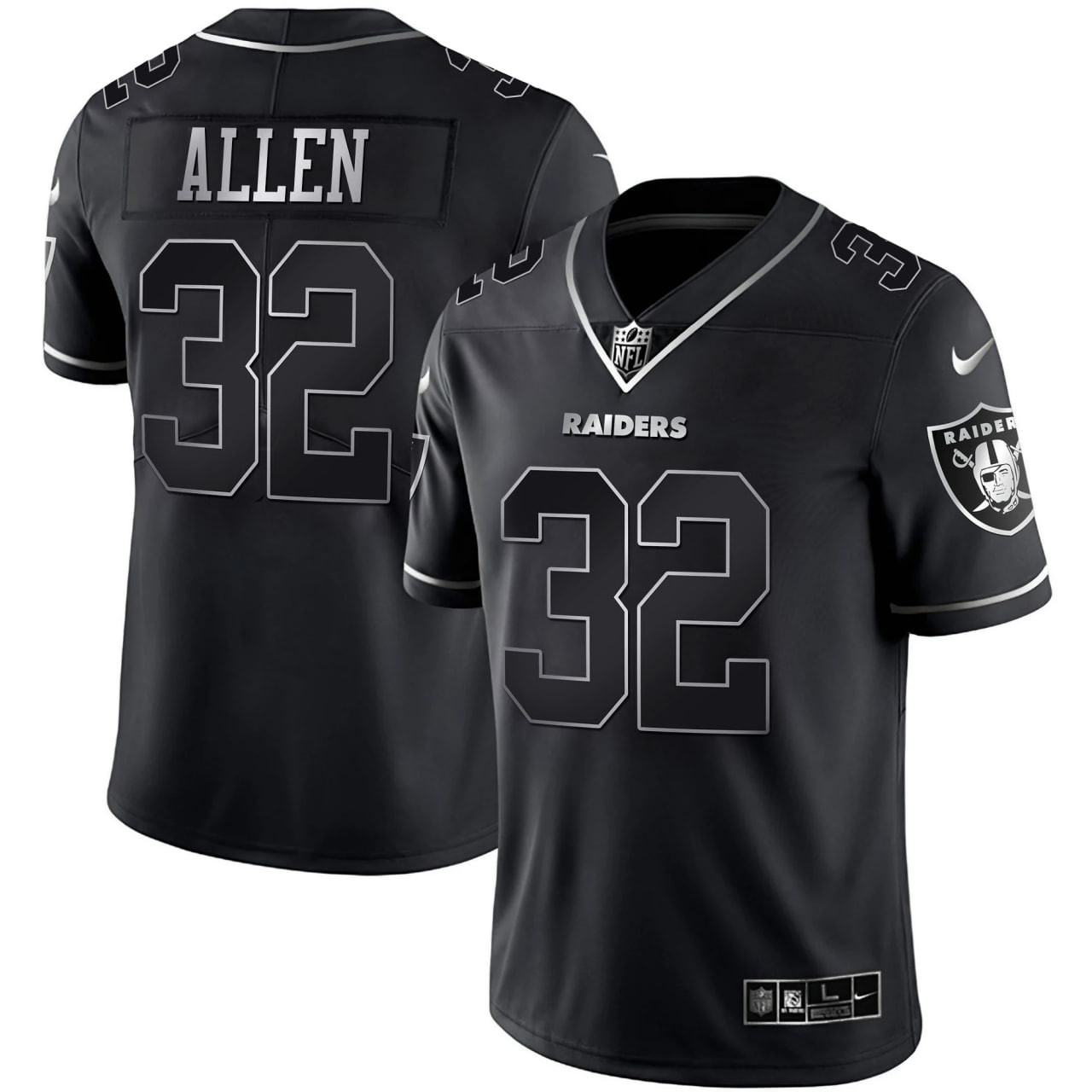 Marcus Allen Las Vegas Raiders White Gold & Black Gold Black Silver Jersey - All Stitched 