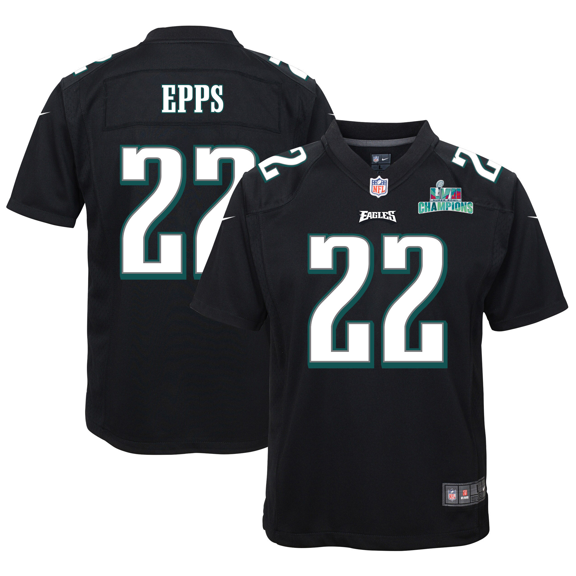 Marcus Epps 22 Philadelphia Eagles Super Bowl LVII Champions Youth Game Stitched Jersey – Black