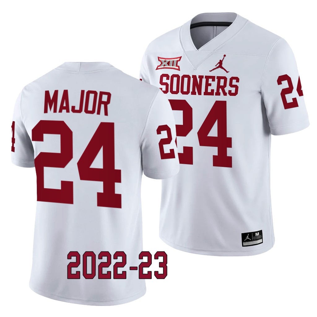 Marcus Major Oklahoma Sooners 2022-23 College Game Jersey Men's White #24 Uniform