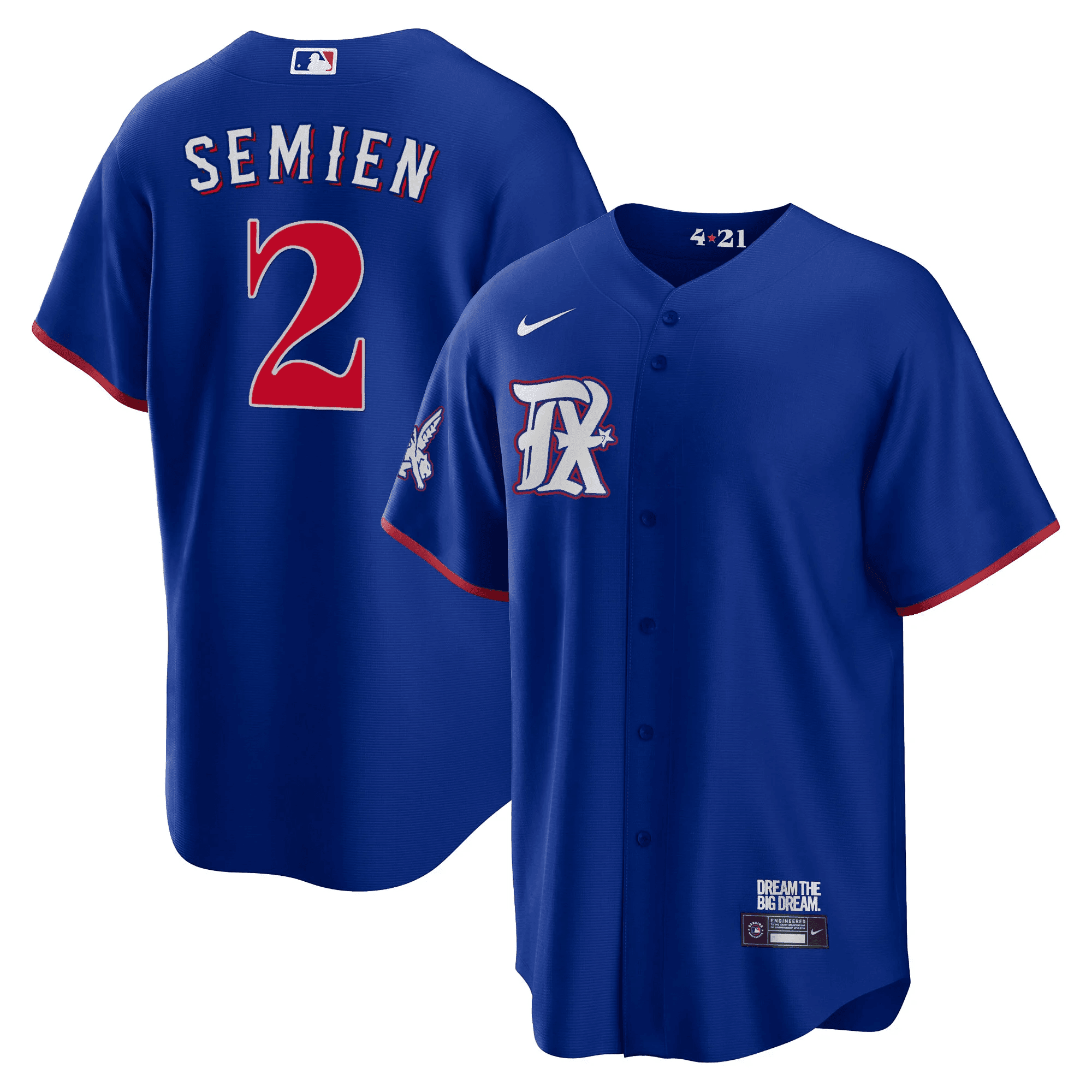 Marcus Semien Men's Texas Rangers 2023 City Connect Collection V2 Cool Royal Jersey - All Stitched
